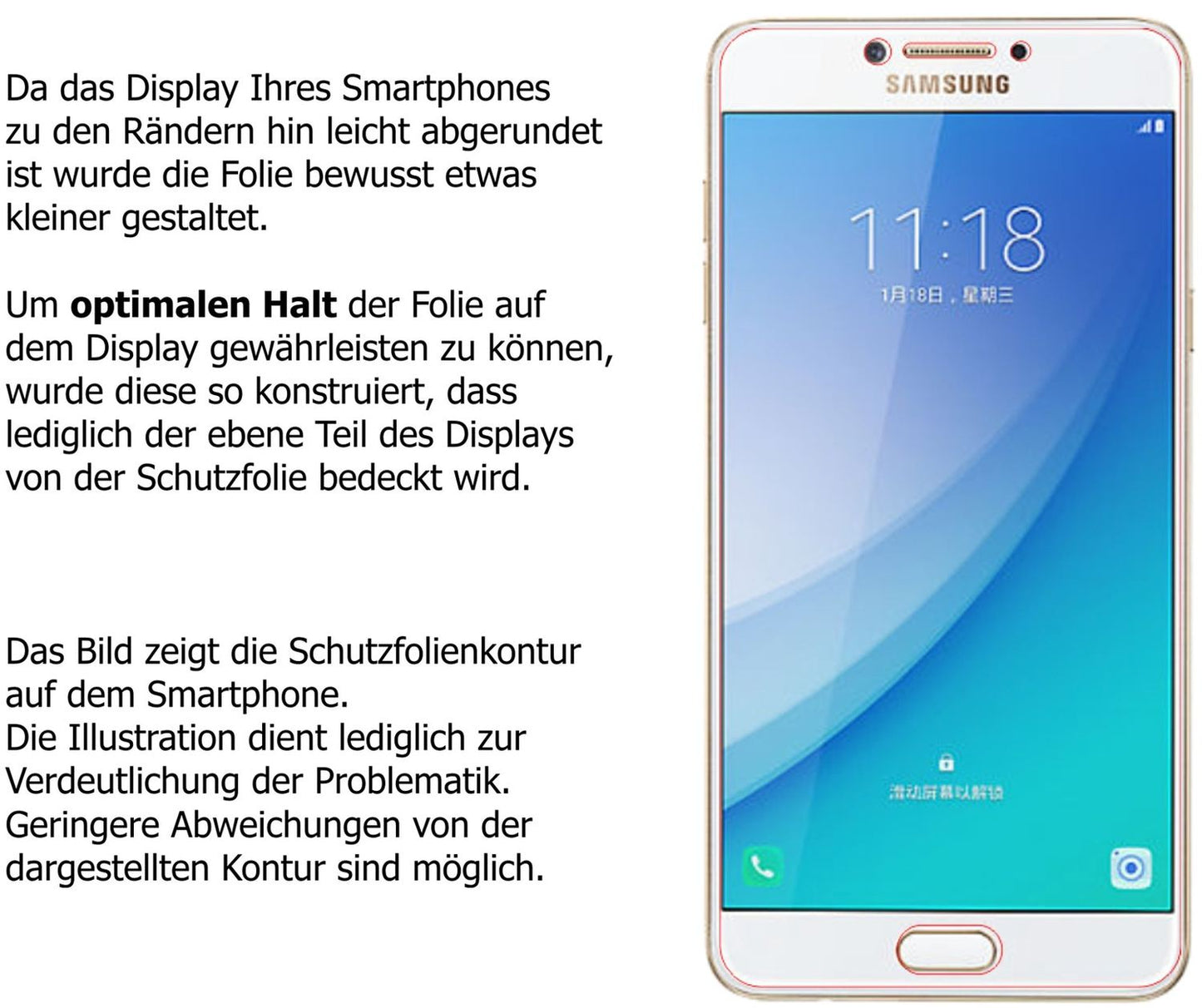Schutzfolie mit optimaler Passform, zur Verwendung mit Hüllen geeignet