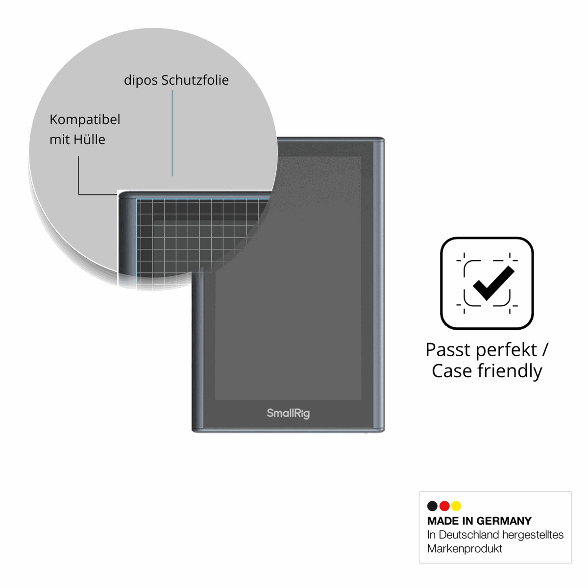 Schutzfolie mit optimaler Passform, zur Verwendung mit Hüllen geeignet