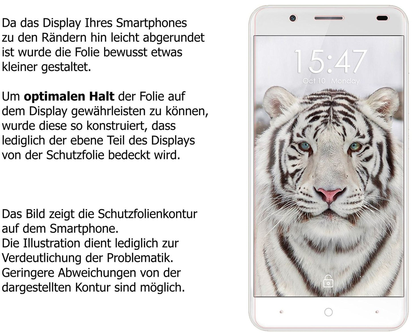 Schutzfolie mit optimaler Passform, zur Verwendung mit Hüllen geeignet