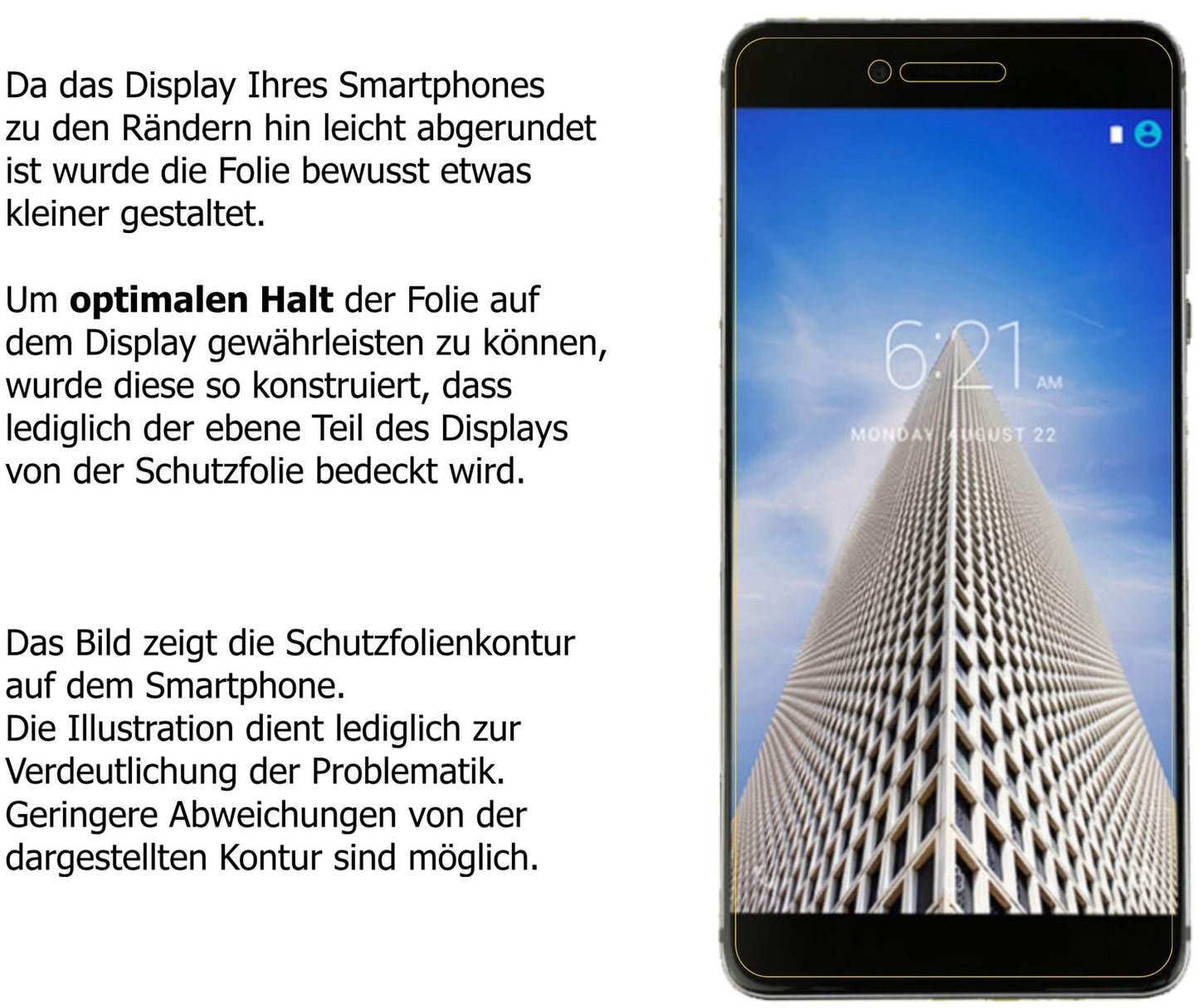 Schutzfolie mit optimaler Passform, zur Verwendung mit Hüllen geeignet