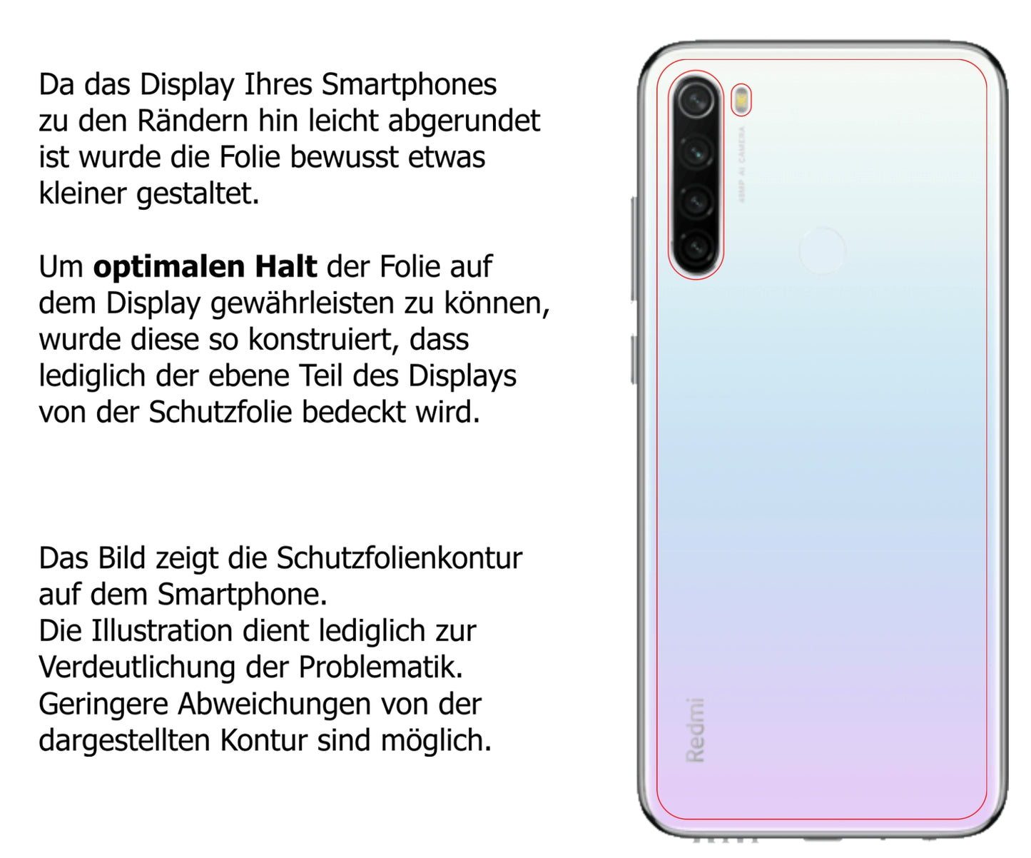 Schutzfolie mit optimaler Passform, zur Verwendung mit Hüllen geeignet