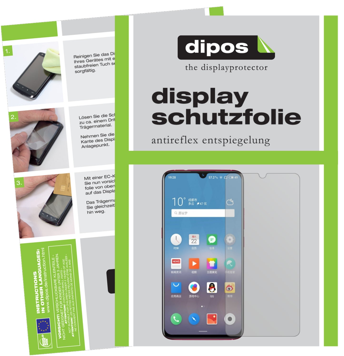 Mattes Panzerglas: Entspiegelte, dünne Folie, Fingerabdruckresistenz und Bildschirmschutz für Meizu-Note 9
