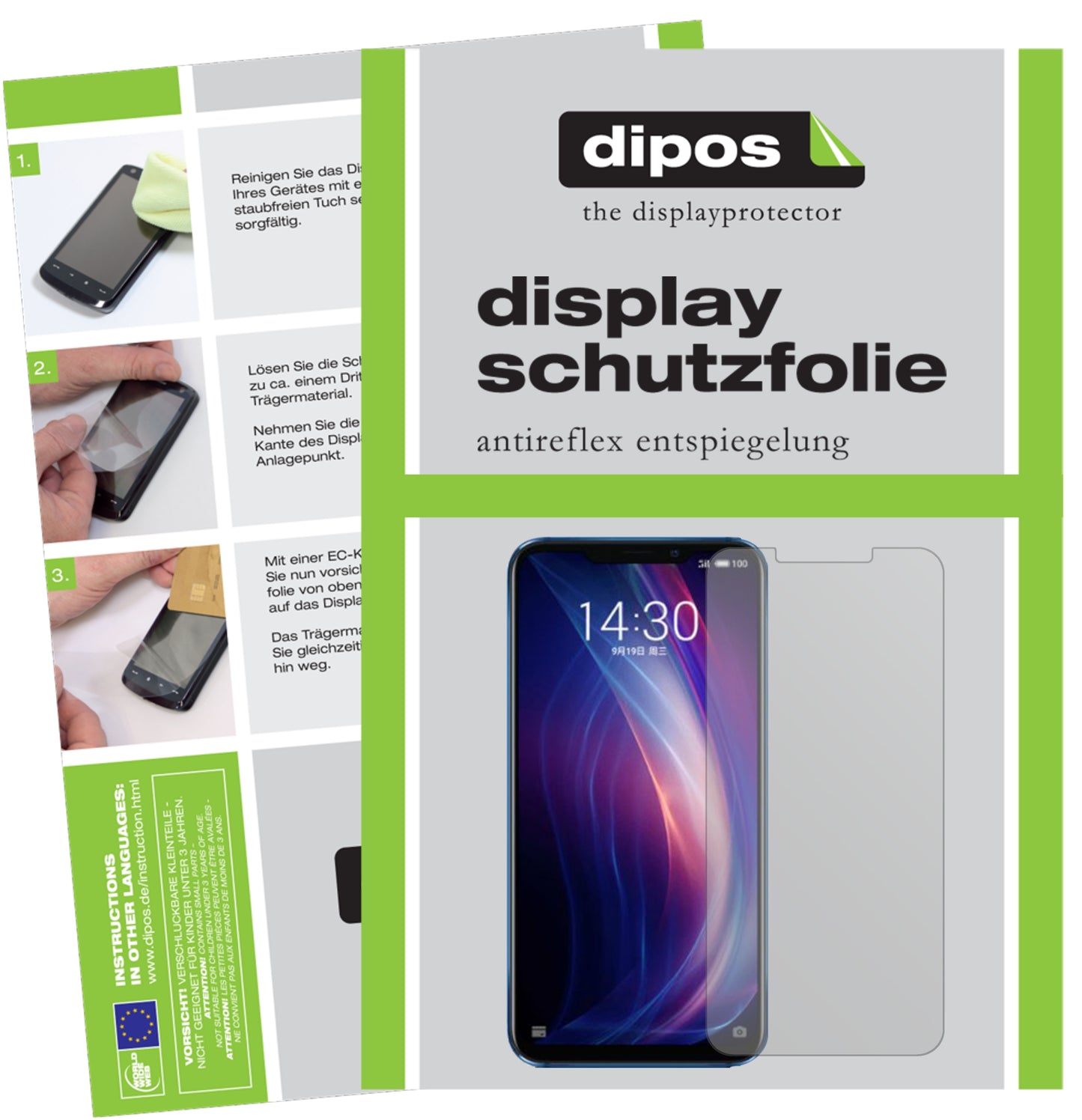 Mattes Panzerglas: Entspiegelte, dünne Folie, Fingerabdruckresistenz und Bildschirmschutz für Meizu-X8