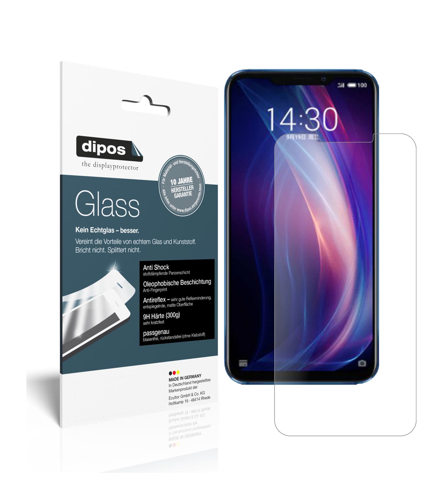 Mattes Panzerglas: Schutz vor Brüchen, Fingerabdrücken und Bildschirmblendung für Meizu-X8