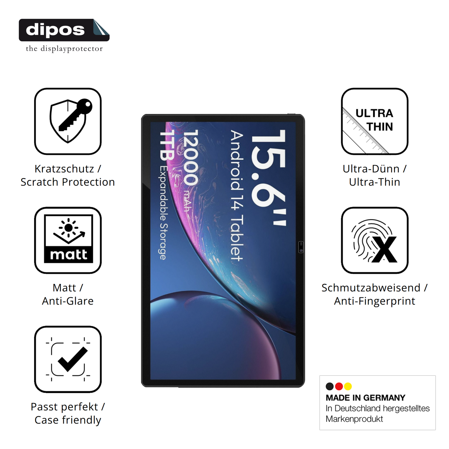 Displayschutz hergestellt in Deutschland, höchste Qualität made in Germany