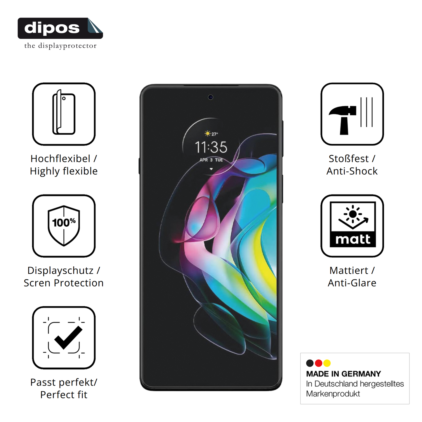 2x Full Cover Schutzfolie matt für Motorola Edge 20