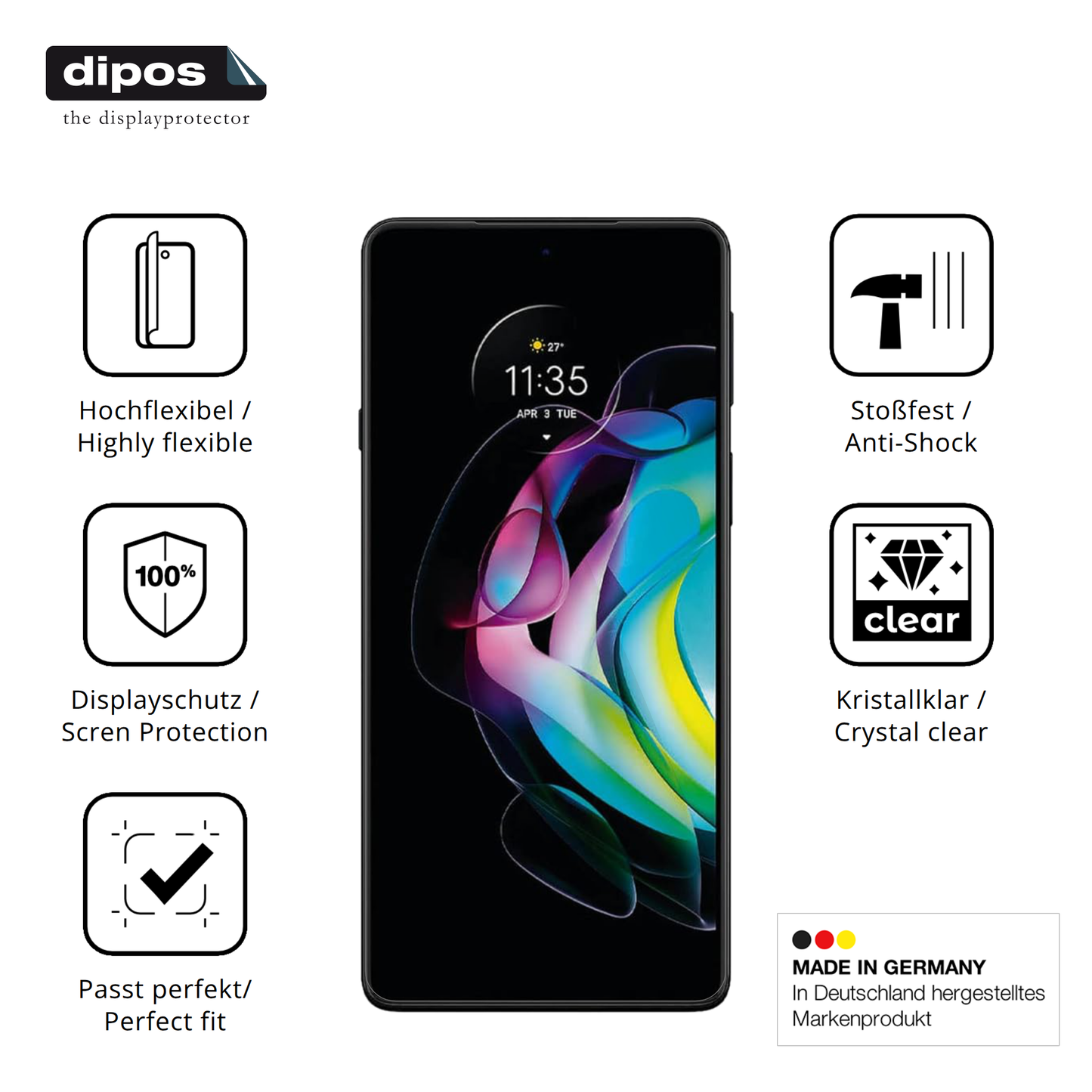 2x 3D Full Cover Schutzfolie für Motorola Edge 20