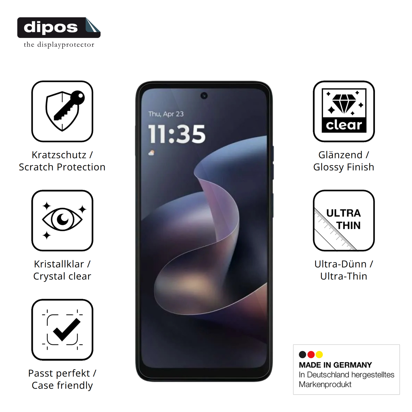 Displayschutz hergestellt in Deutschland, höchste Qualität made in Germany