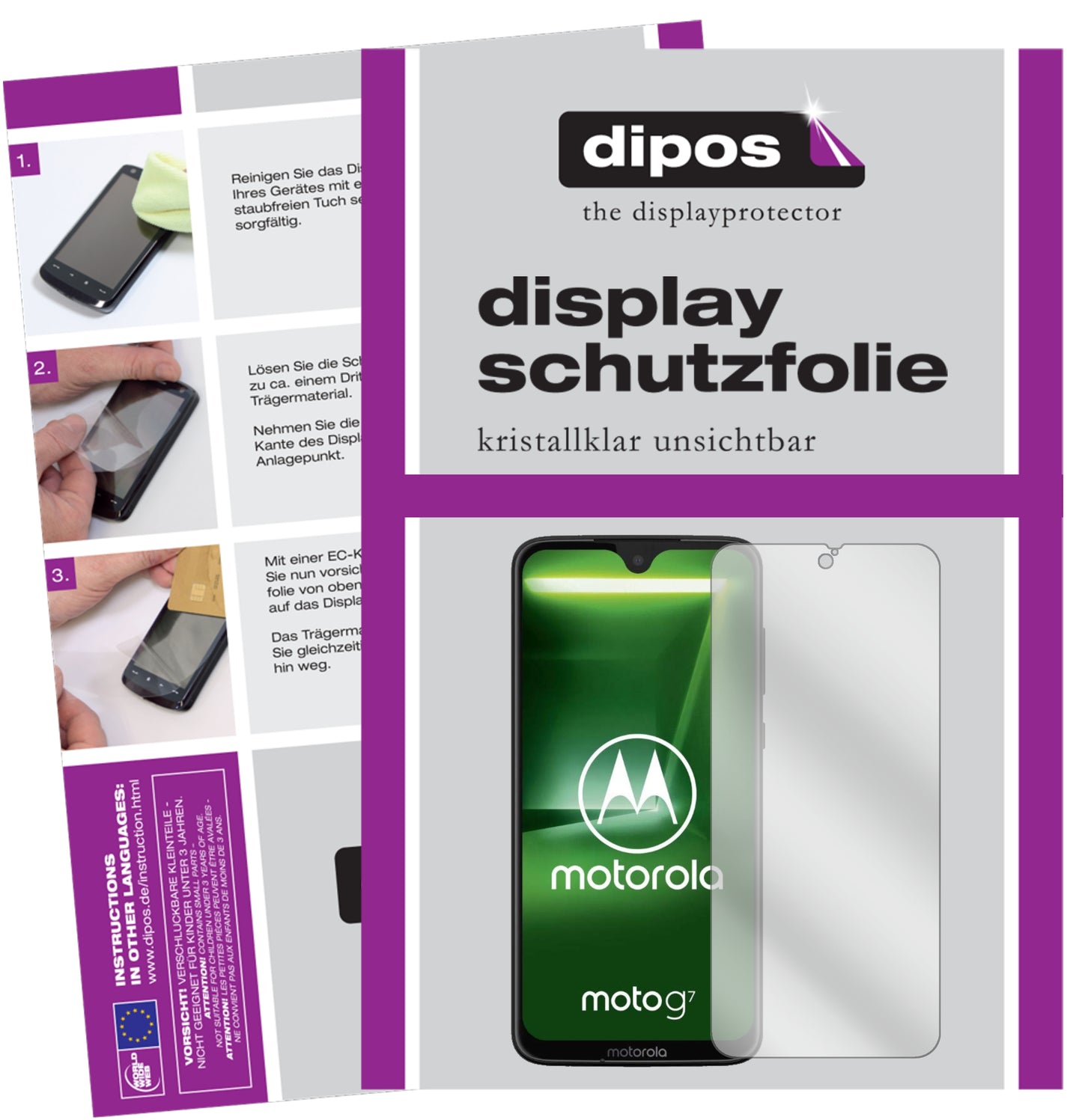 Kristallklare, dünne Schutzfolie: Kratzfest & passgenau für Motorola-Moto G7