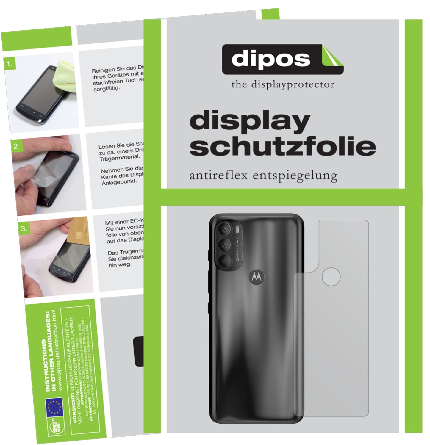 Mattes Panzerglas: Entspiegelte, dünne Folie, Fingerabdruckresistenz und Bildschirmschutz für Motorola-Moto G71 Rückseite