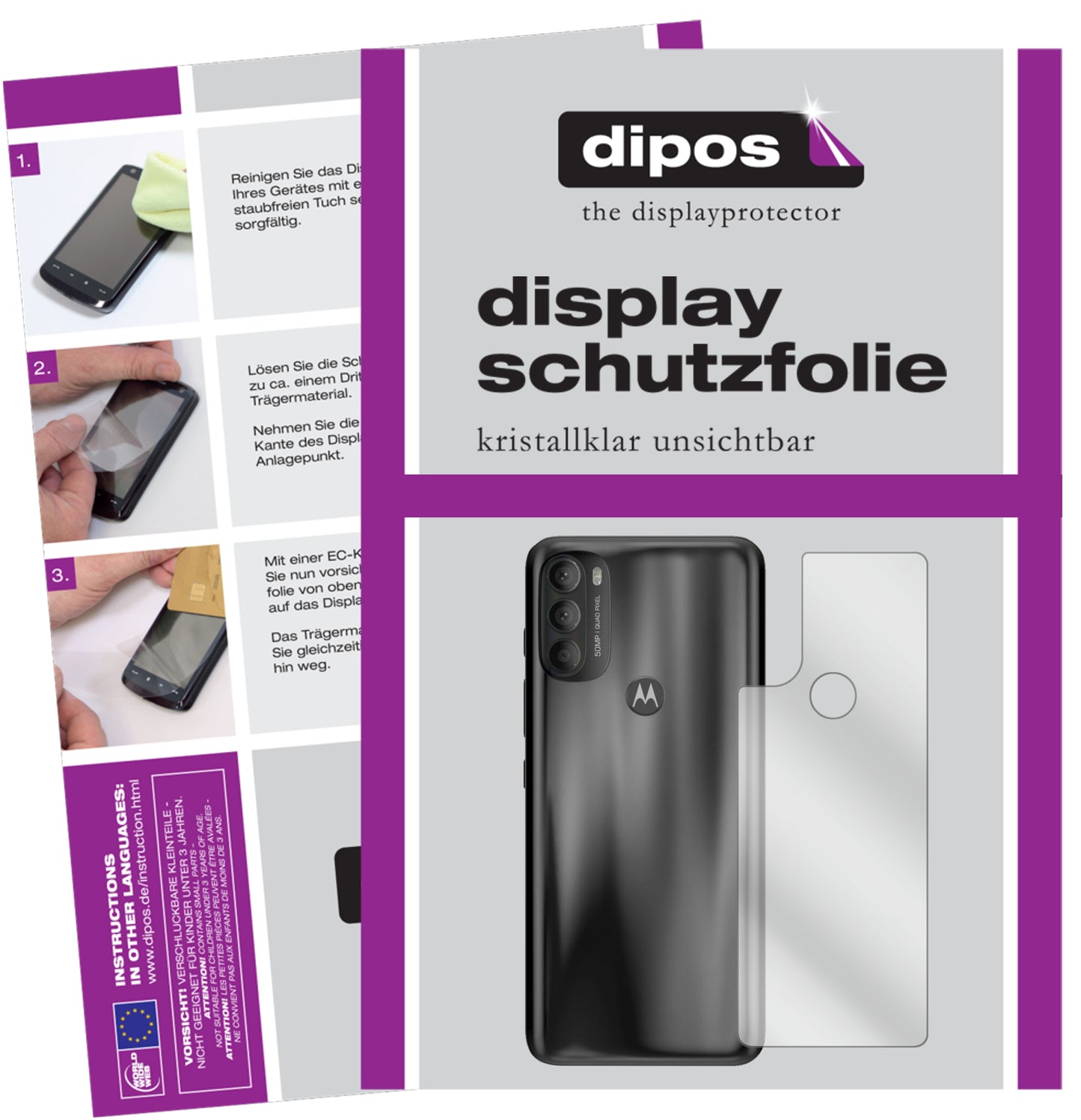 Kristallklare, dünne Schutzfolie: Kratzfest & passgenau für Motorola-Moto G71 Rückseite