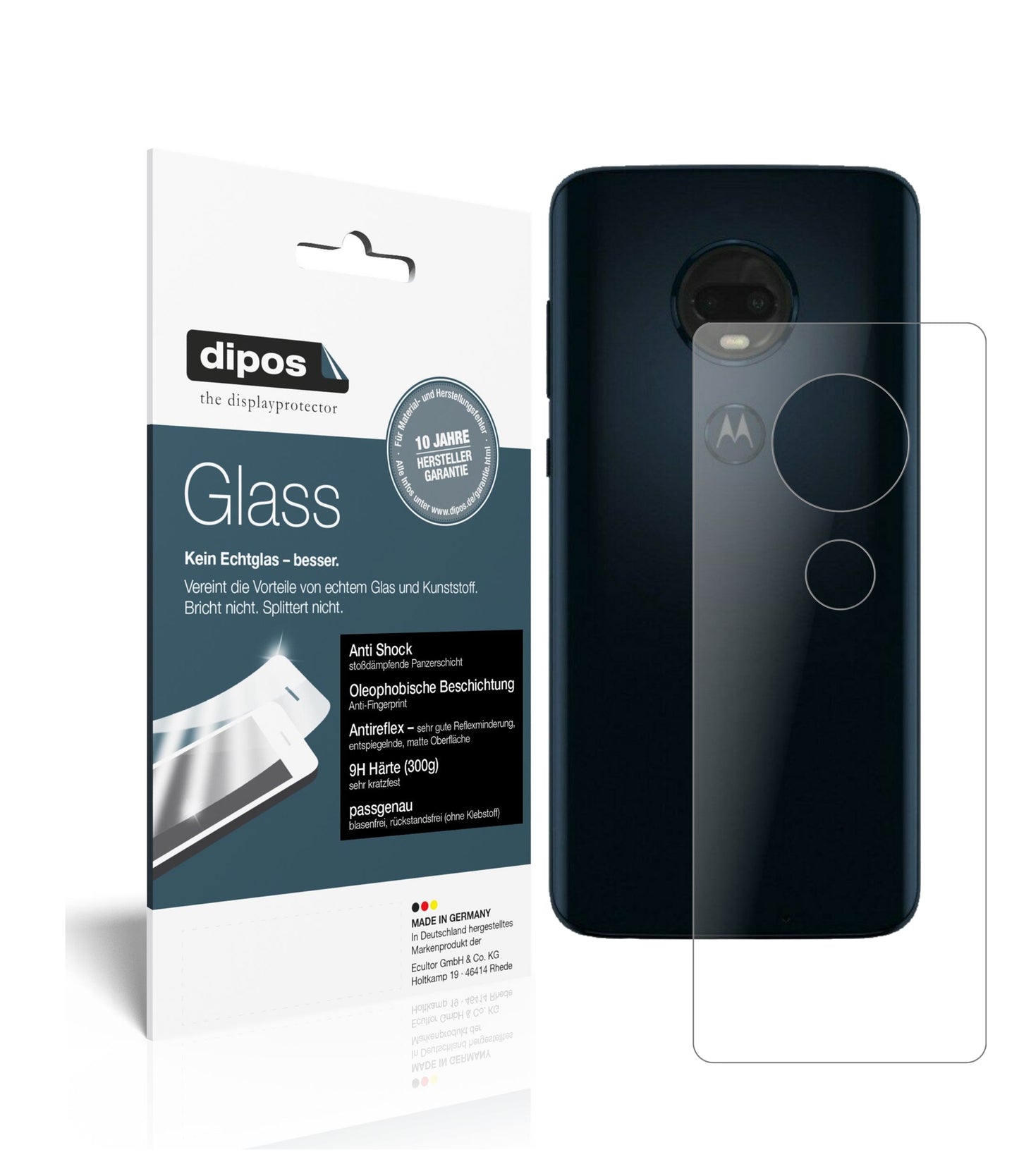 Mattes Panzerglas: Schutz vor Brüchen, Fingerabdrücken und Bildschirmblendung für Motorola-Moto G7 Rückseite