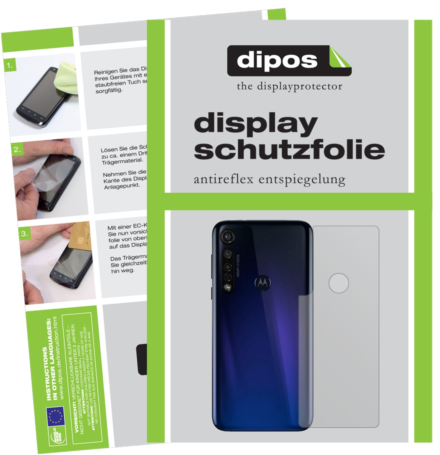 Mattes Panzerglas: Entspiegelte, dünne Folie, Fingerabdruckresistenz und Bildschirmschutz für Motorola-Moto G8 Plus Rückseite