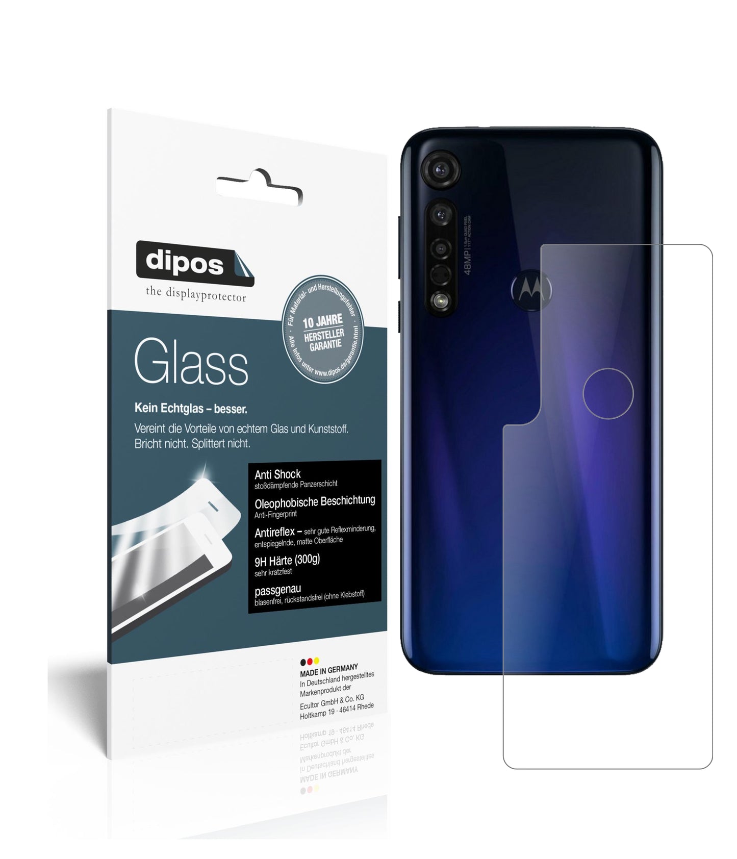 Mattes Panzerglas: Schutz vor Brüchen, Fingerabdrücken und Bildschirmblendung für Motorola-Moto G8 Plus Rückseite