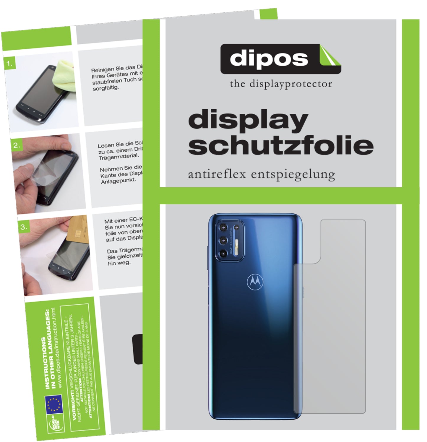 Mattes Panzerglas: Entspiegelte, dünne Folie, Fingerabdruckresistenz und Bildschirmschutz für Motorola-Moto G9 Plus Rückseite