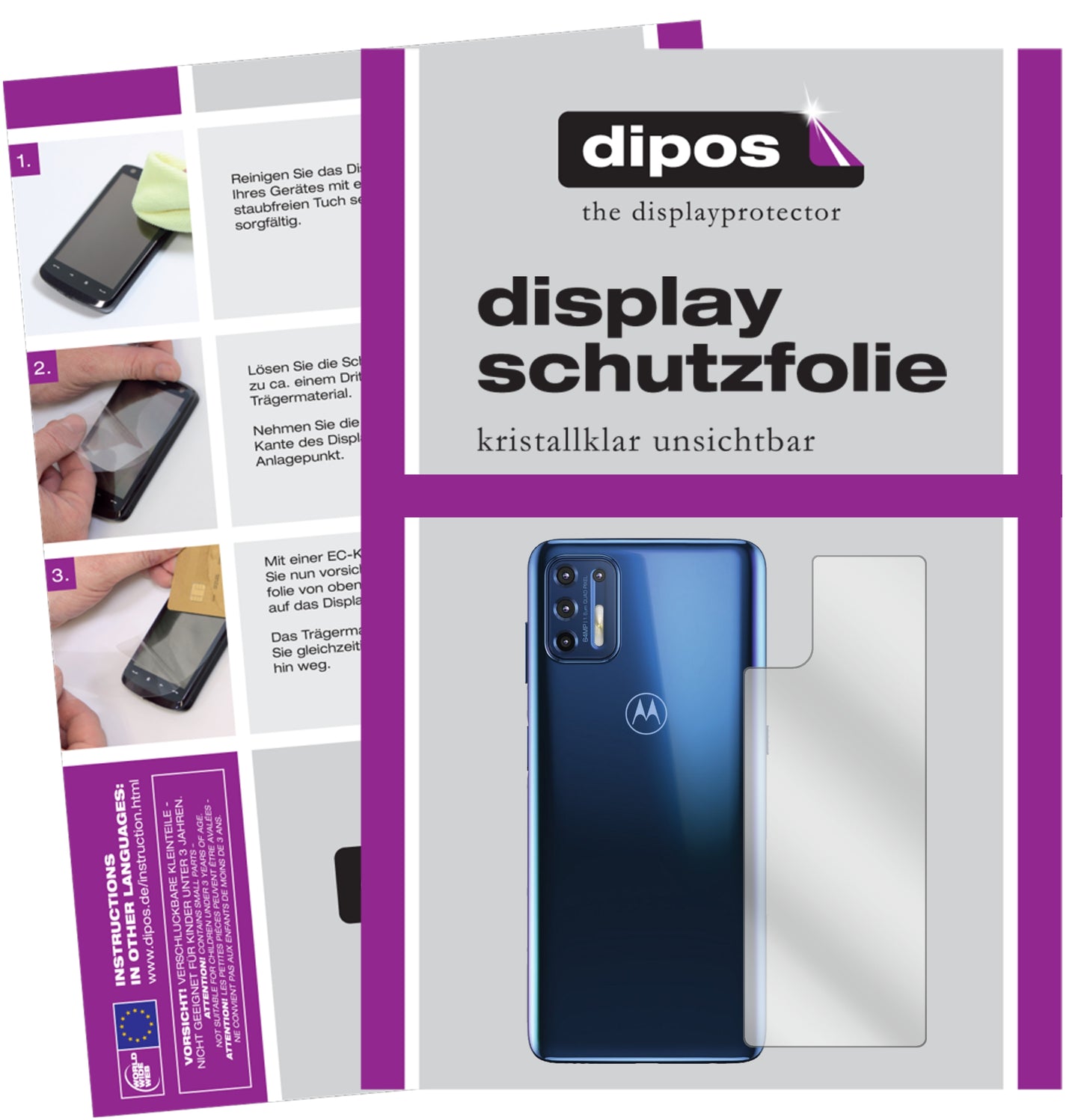 Kristallklare, dünne Schutzfolie: Kratzfest & passgenau für Motorola-Moto G9 Plus Rückseite