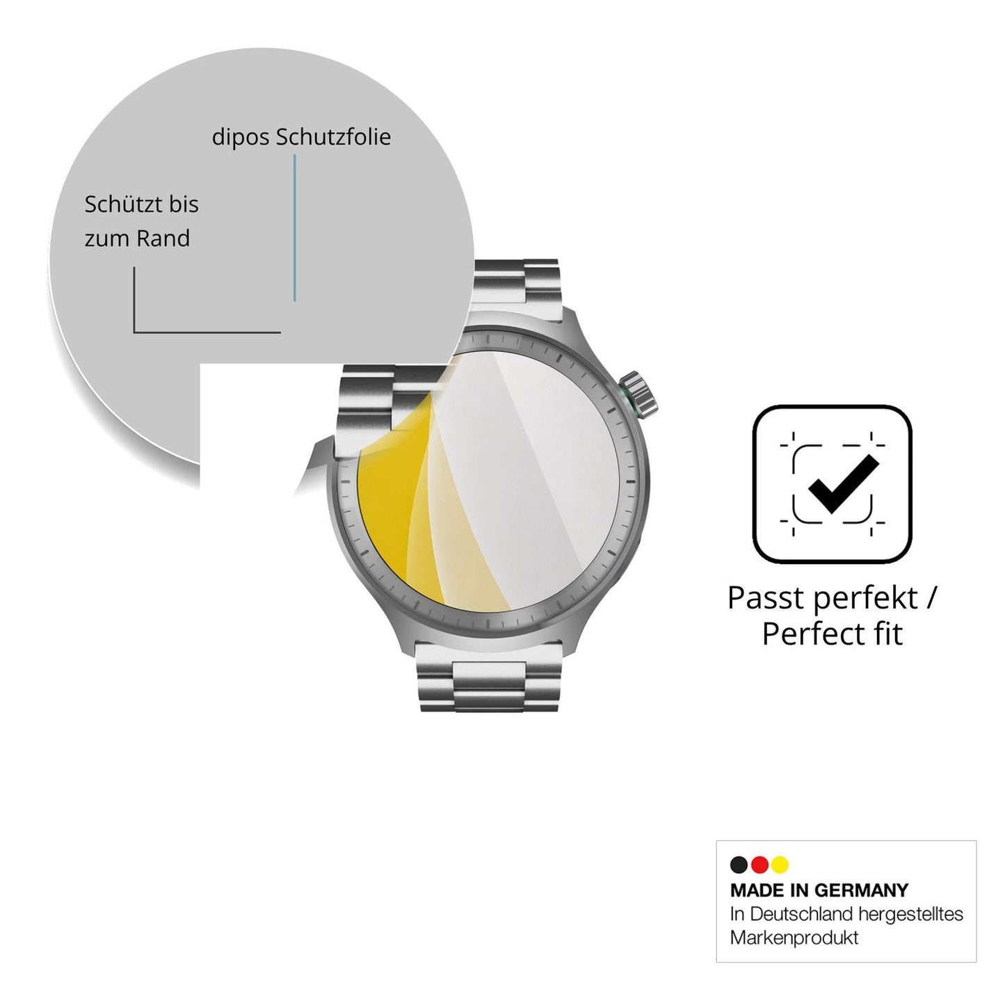 2x 3D Full Cover Schutzfolie für Motorola Moto Watch Premium