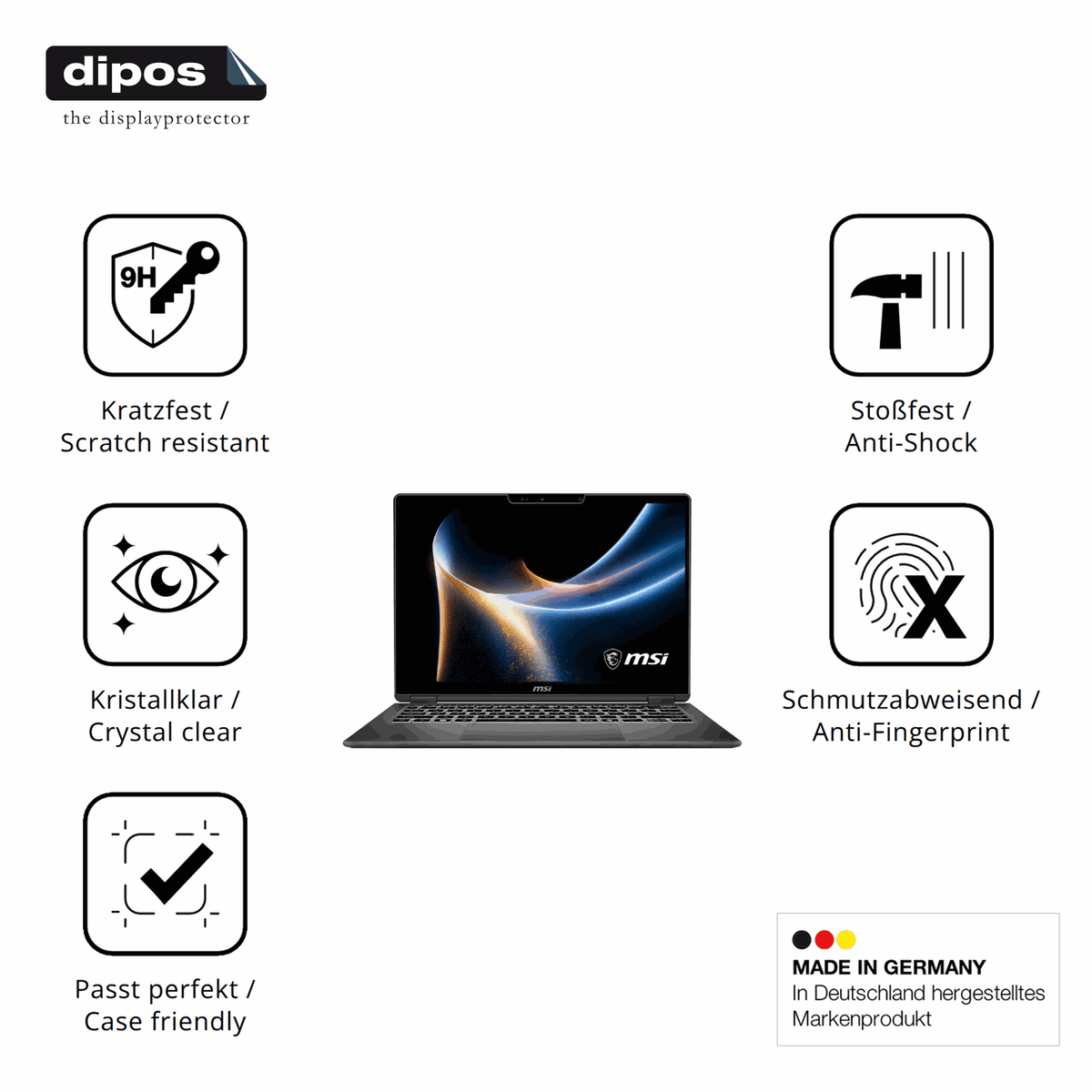 Displayschutz hergestellt in Deutschland, höchste Qualität made in Germany
