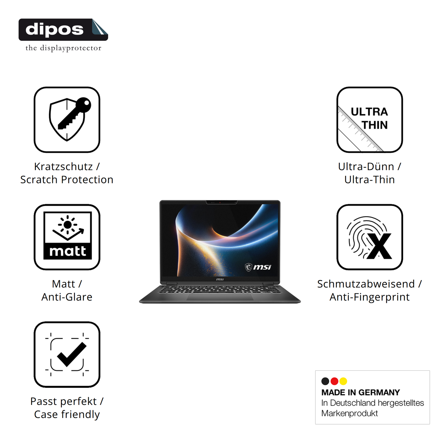 Displayschutz hergestellt in Deutschland, höchste Qualität made in Germany