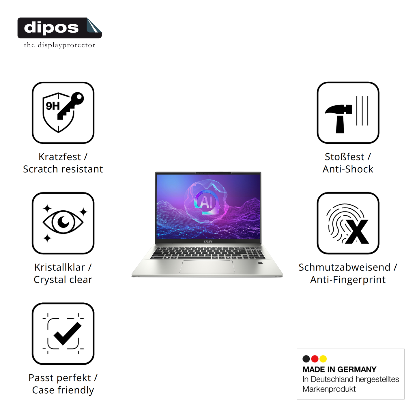 Displayschutz hergestellt in Deutschland, höchste Qualität made in Germany