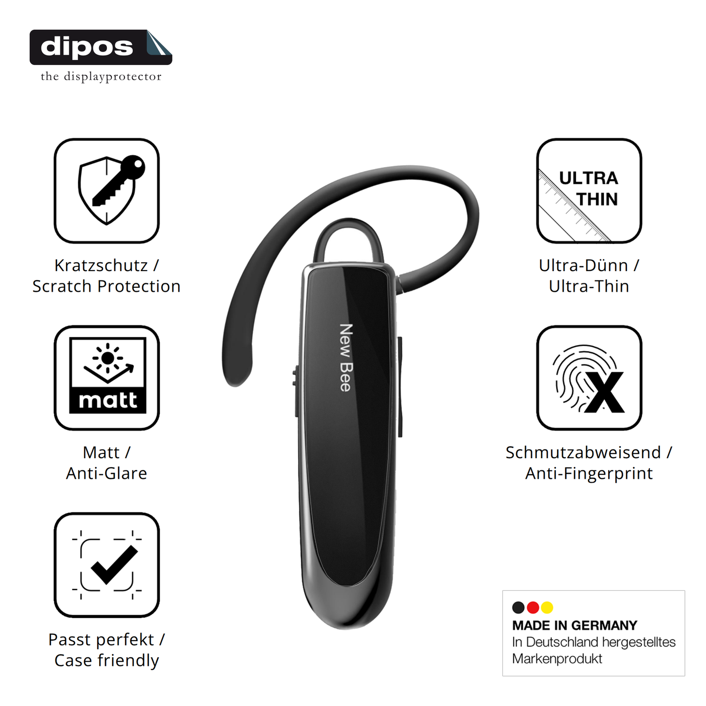 Displayschutz hergestellt in Deutschland, höchste Qualität made in Germany