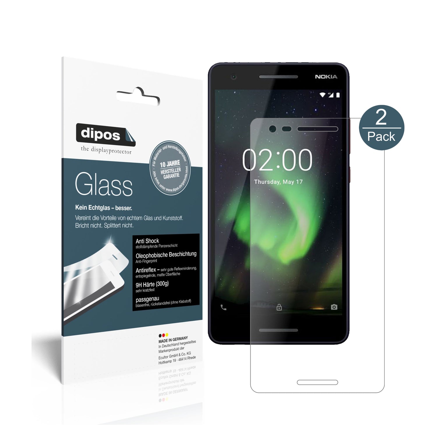 Mattes Panzerglas: Schutz vor Brüchen, Fingerabdrücken und Bildschirmblendung für Nokia-2.1