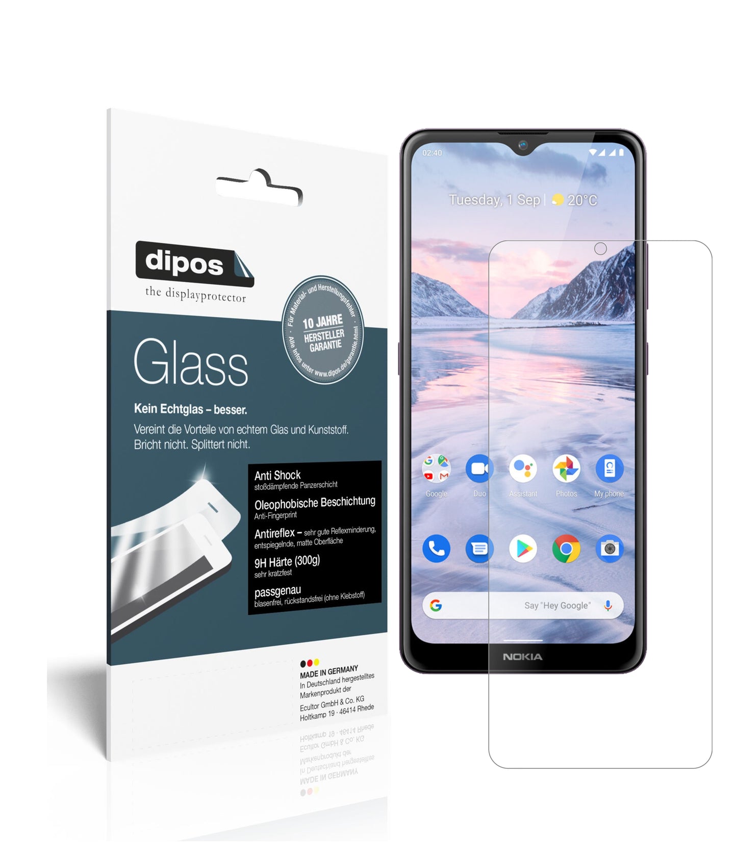 Mattes Panzerglas: Schutz vor Brüchen, Fingerabdrücken und Bildschirmblendung für Nokia-2.4