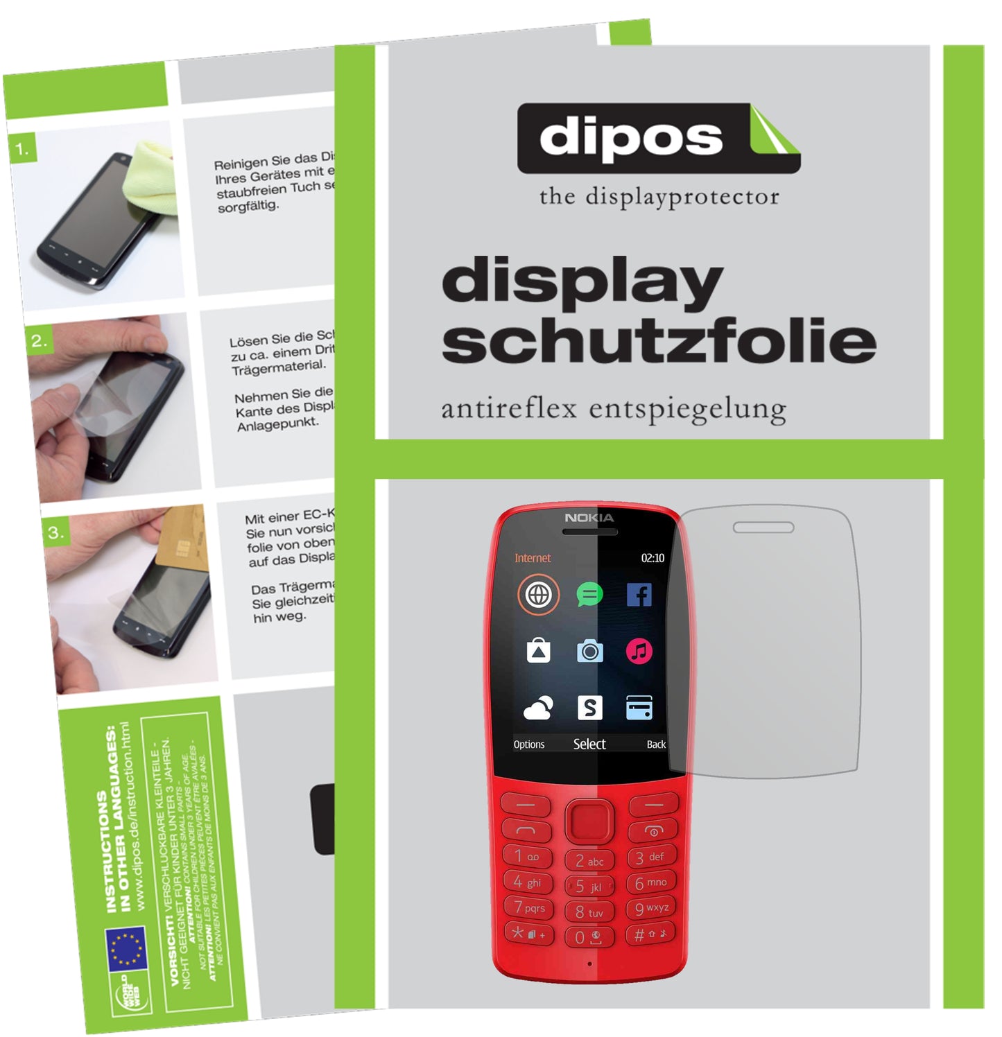 Mattes Panzerglas: Entspiegelte, dünne Folie, Fingerabdruckresistenz und Bildschirmschutz für Nokia-210