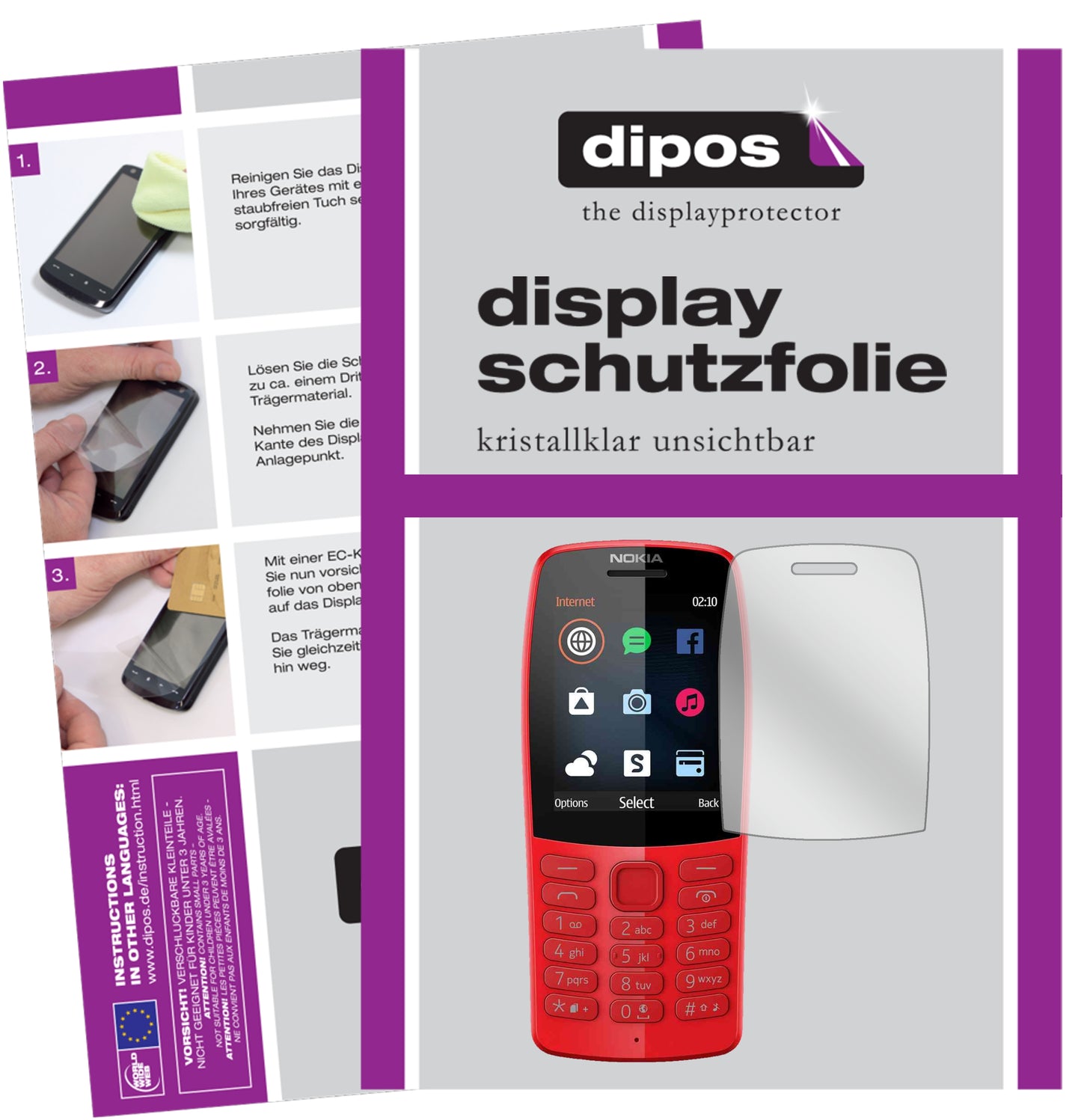 Kristallklare, dünne Schutzfolie: Kratzfest & passgenau für Nokia-210