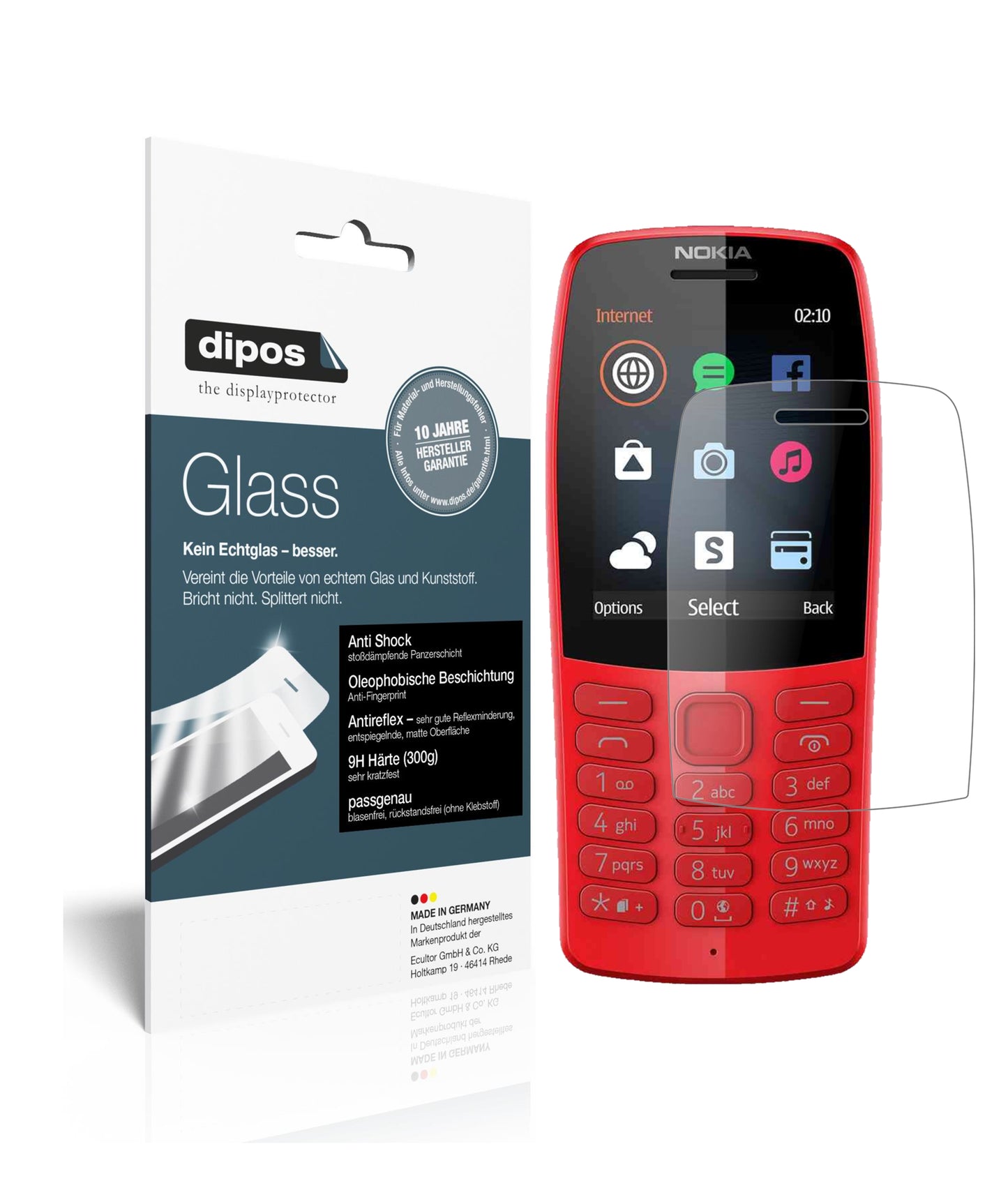 Mattes Panzerglas: Schutz vor Brüchen, Fingerabdrücken und Bildschirmblendung für Nokia-210