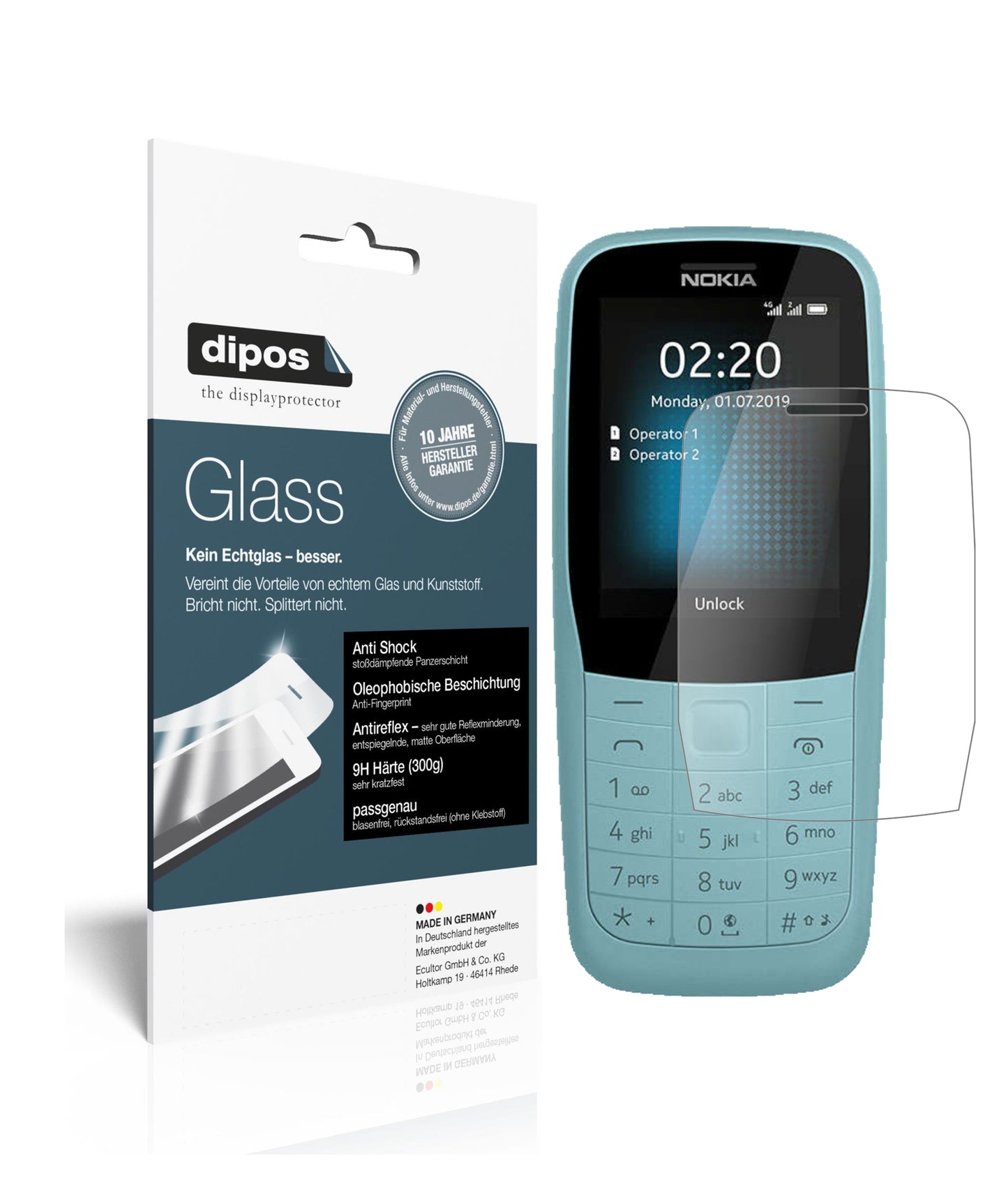 Mattes Panzerglas: Schutz vor Brüchen, Fingerabdrücken und Bildschirmblendung für Nokia-220 4G