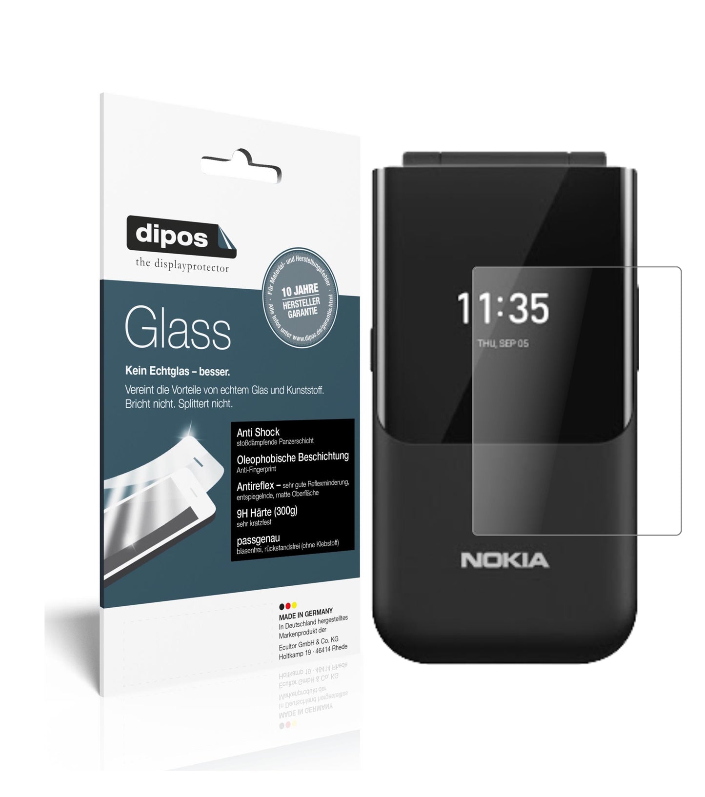 Mattes Panzerglas: Schutz vor Brüchen, Fingerabdrücken und Bildschirmblendung für Nokia-2720 Flip Rückseite