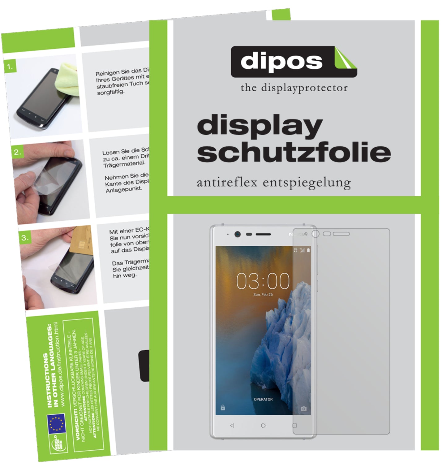 Mattes Panzerglas: Entspiegelte, dünne Folie, Fingerabdruckresistenz und Bildschirmschutz für Nokia-3