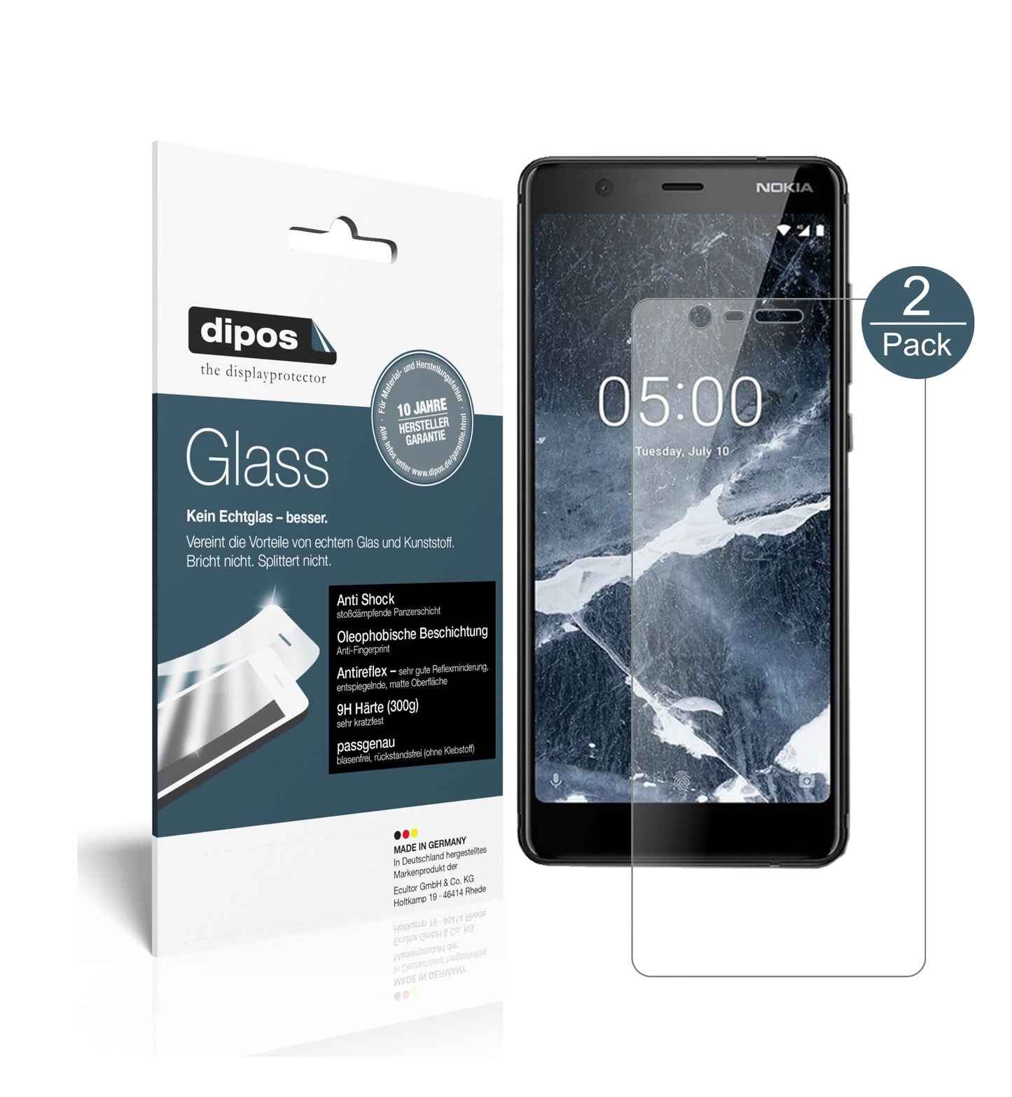 Mattes Panzerglas: Schutz vor Brüchen, Fingerabdrücken und Bildschirmblendung für Nokia-5.1