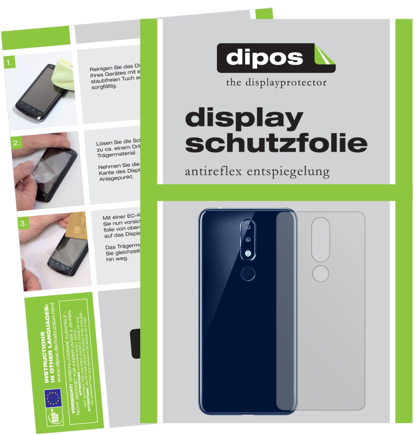 Mattes Panzerglas: Entspiegelte, dünne Folie, Fingerabdruckresistenz und Bildschirmschutz für Nokia-5.1 Plus Rückseite
