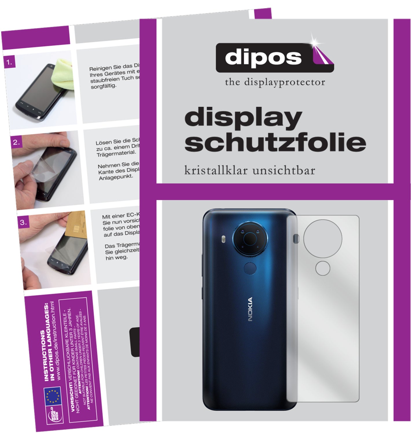 Kristallklare, dünne Schutzfolie: Kratzfest & passgenau für Nokia-5.4 Rückseite