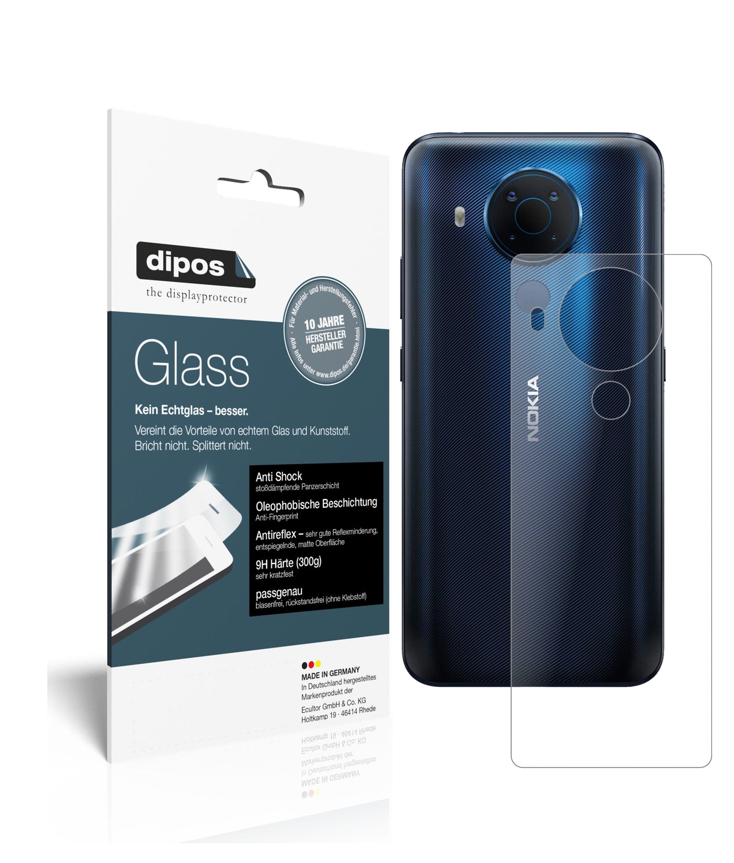 Mattes Panzerglas: Schutz vor Brüchen, Fingerabdrücken und Bildschirmblendung für Nokia-5.4 Rückseite