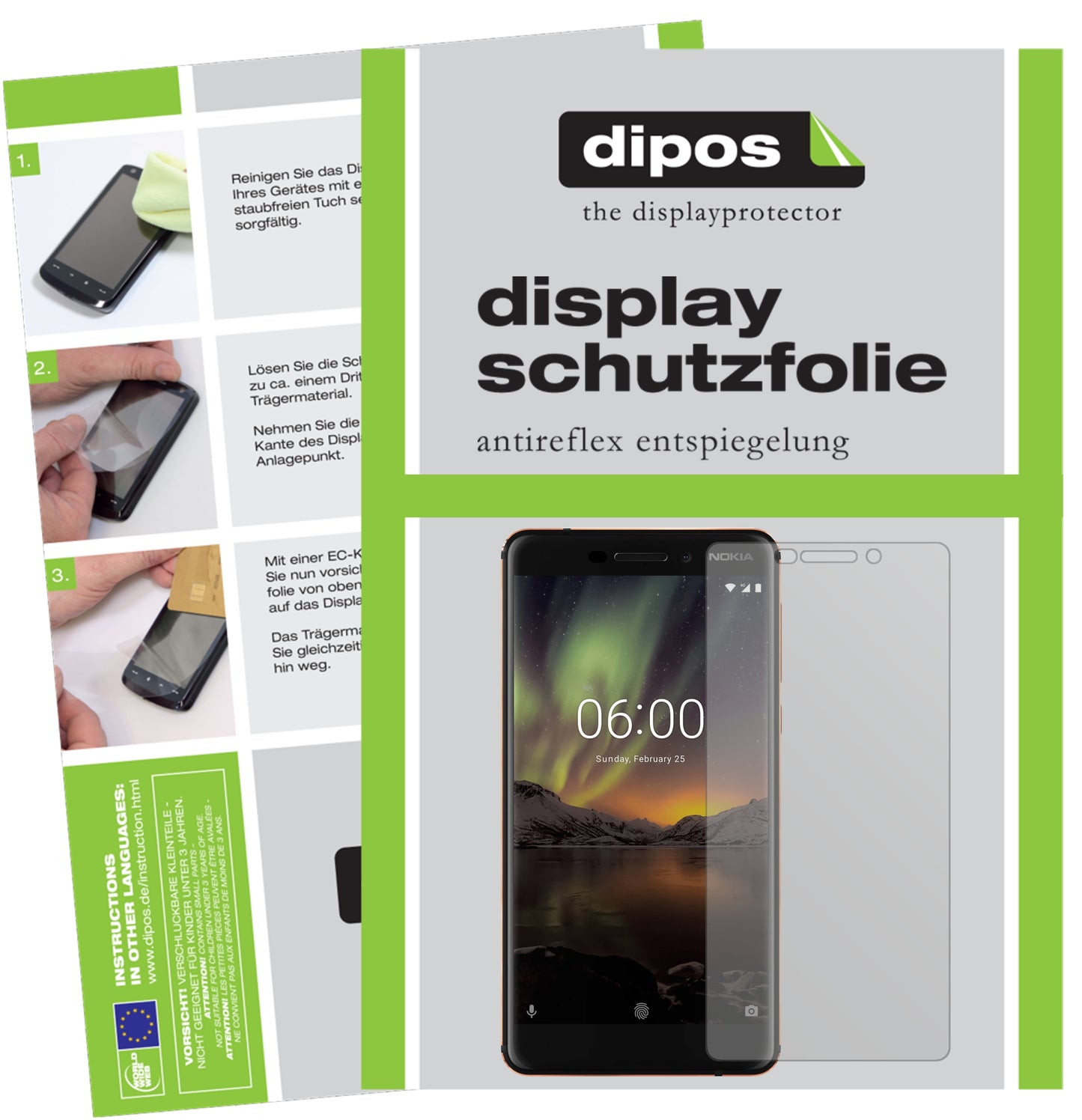 Mattes Panzerglas: Entspiegelte, dünne Folie, Fingerabdruckresistenz und Bildschirmschutz für Nokia-6.1 2018