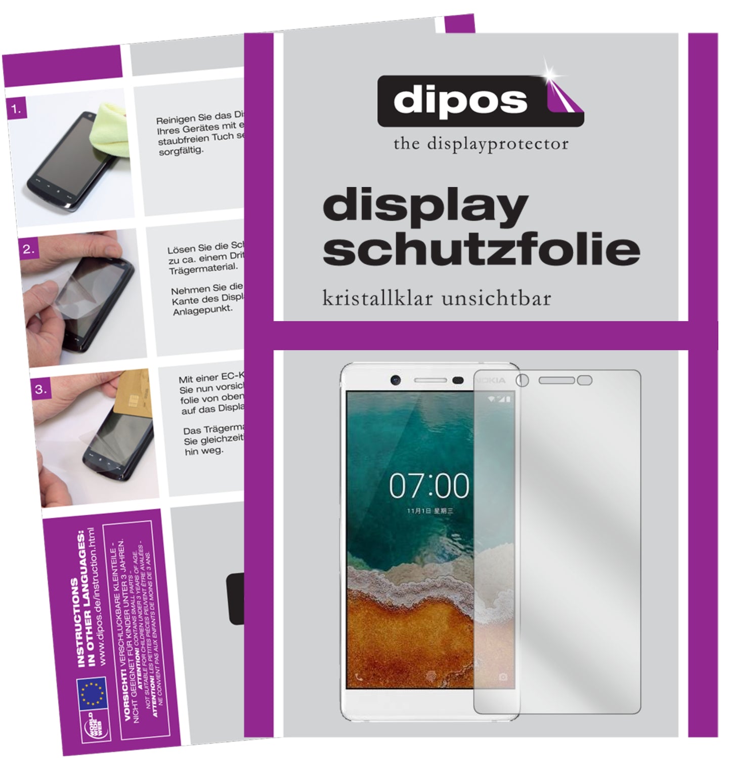 Kristallklare, dünne Schutzfolie: Kratzfest & passgenau für Nokia-7
