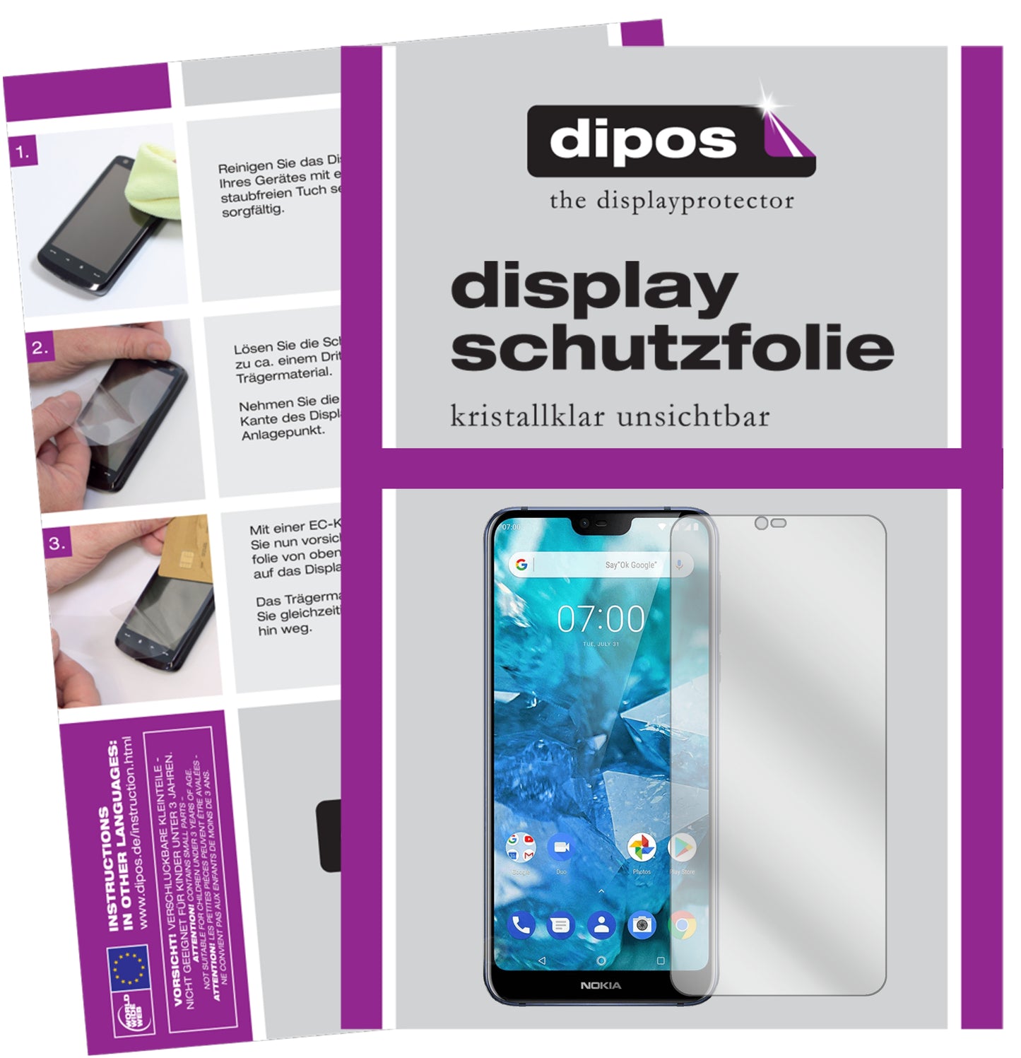 Kristallklare, dünne Schutzfolie: Kratzfest & passgenau für Nokia-7.1