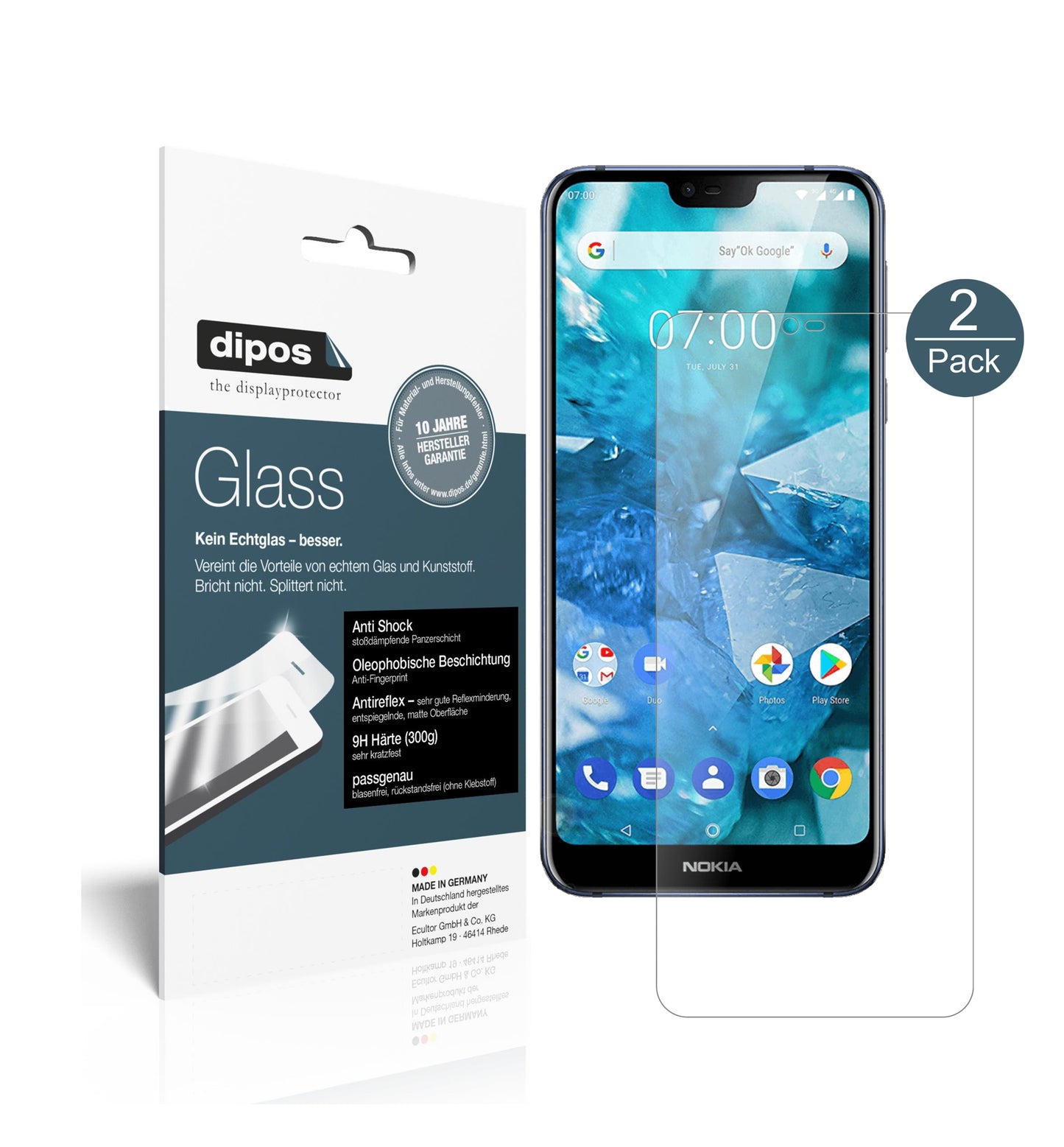 Mattes Panzerglas: Schutz vor Brüchen, Fingerabdrücken und Bildschirmblendung für Nokia-7.1