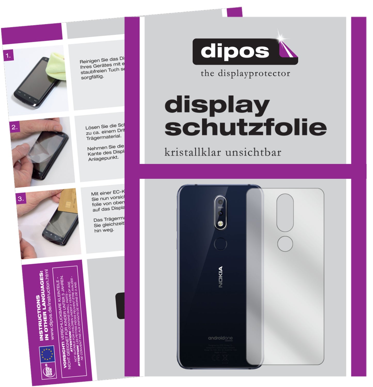 Kristallklare, dünne Schutzfolie: Kratzfest & passgenau für Nokia-7.1 Rückseite