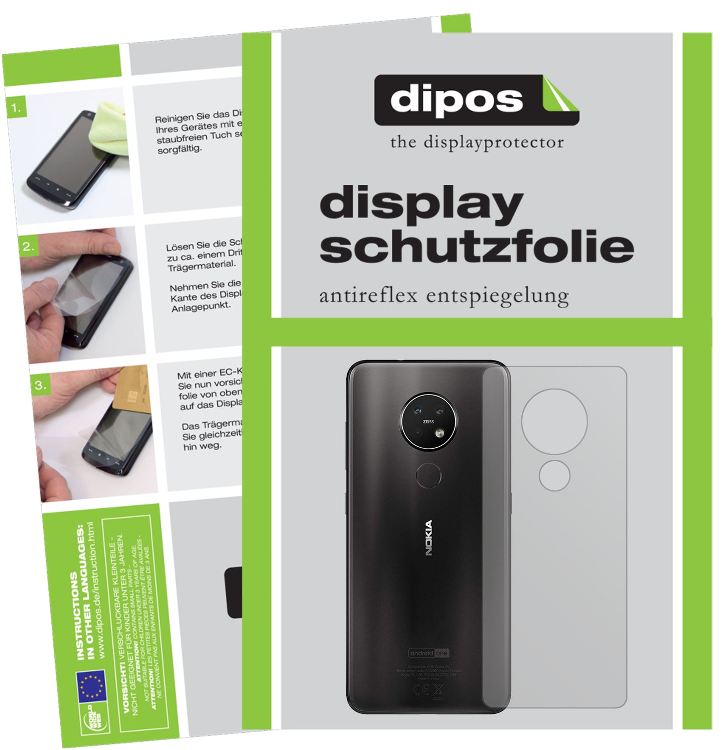 Mattes Panzerglas: Entspiegelte, dünne Folie, Fingerabdruckresistenz und Bildschirmschutz für Nokia-7.2 Rückseite
