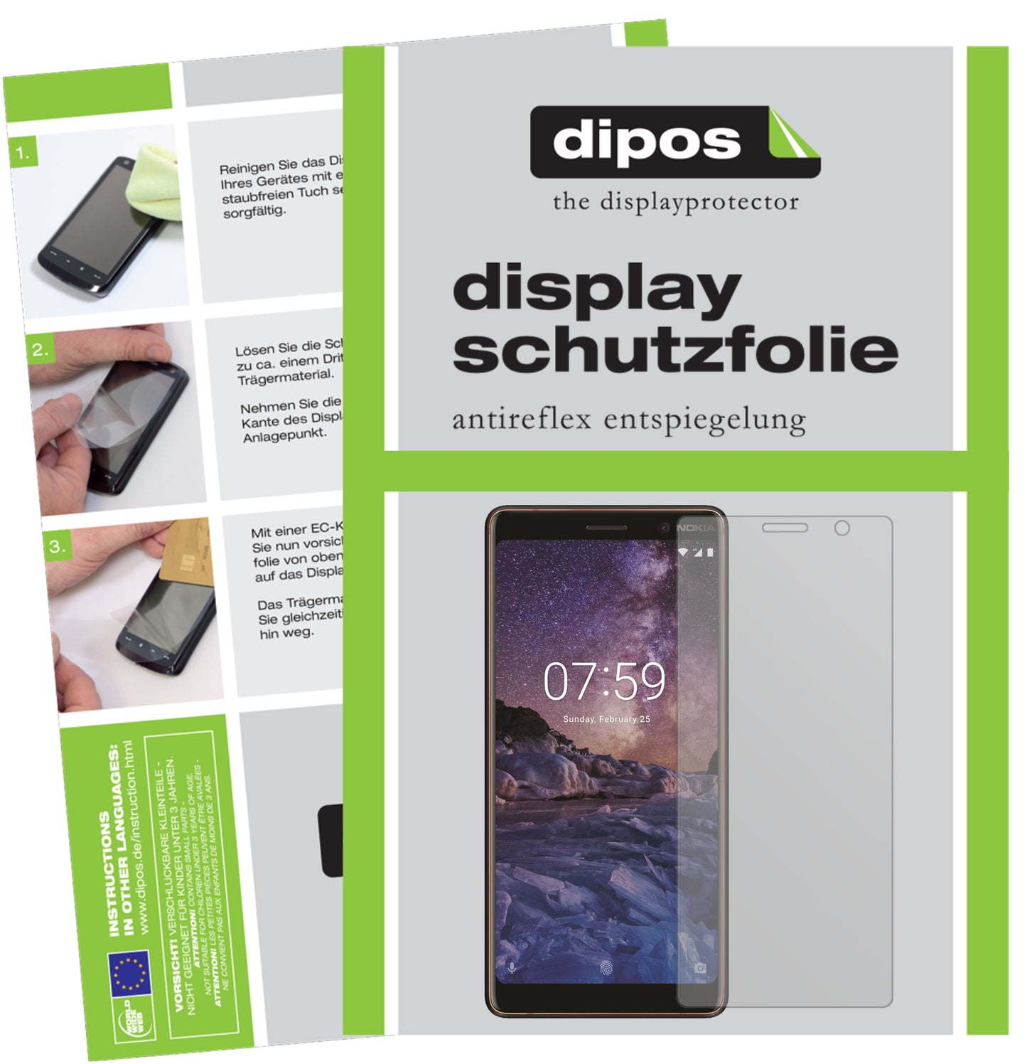 Mattes Panzerglas: Entspiegelte, dünne Folie, Fingerabdruckresistenz und Bildschirmschutz für Nokia-7 Plus