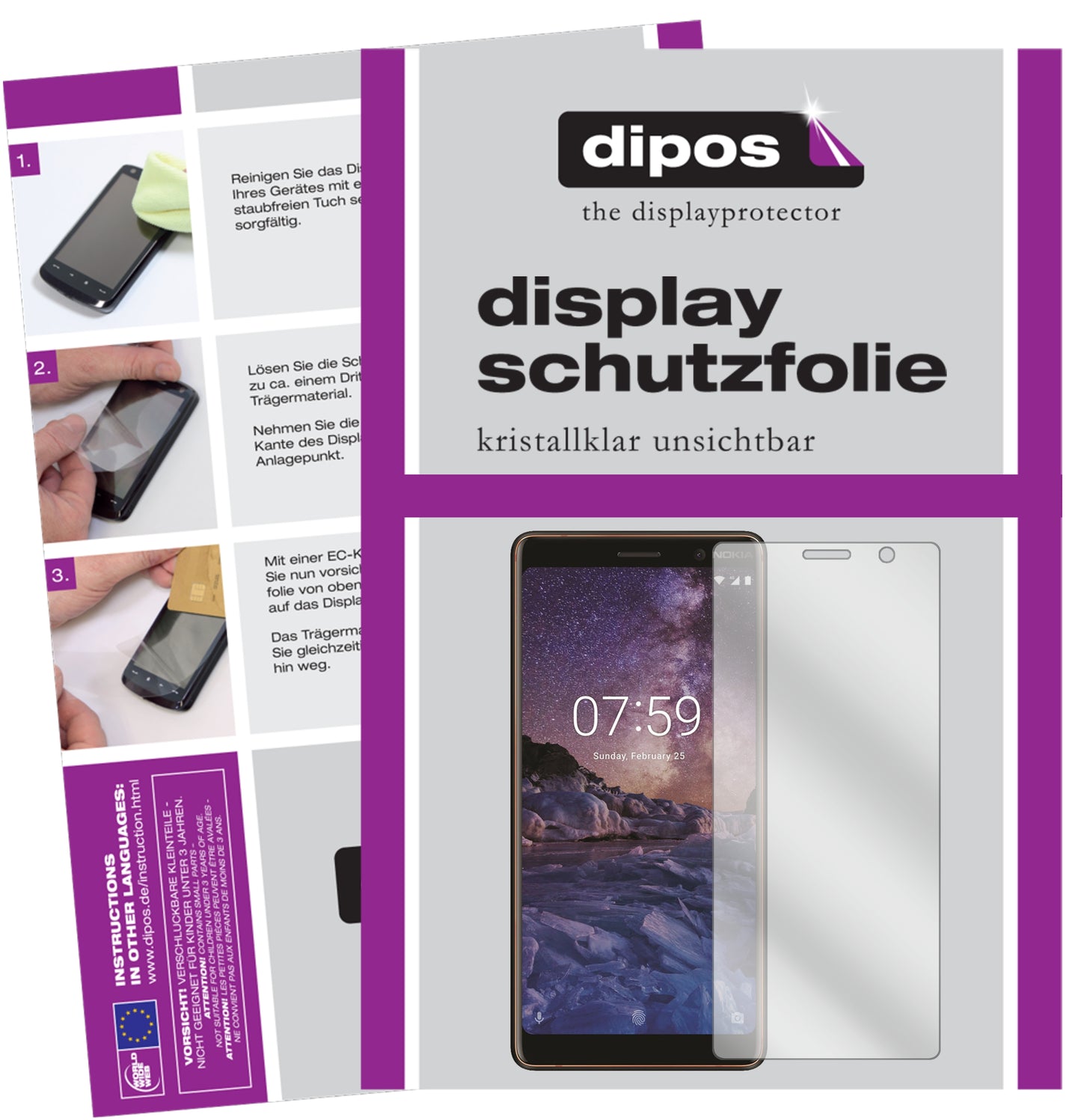 Kristallklare, dünne Schutzfolie: Kratzfest & passgenau für Nokia-7 Plus