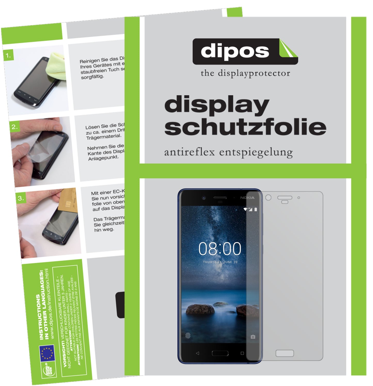 Mattes Panzerglas: Entspiegelte, dünne Folie, Fingerabdruckresistenz und Bildschirmschutz für Nokia-8