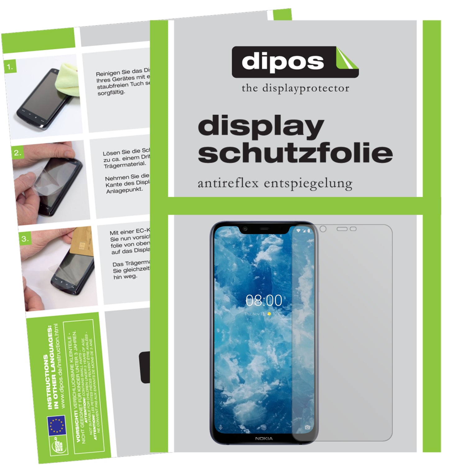 Mattes Panzerglas: Entspiegelte, dünne Folie, Fingerabdruckresistenz und Bildschirmschutz für Nokia-8.1