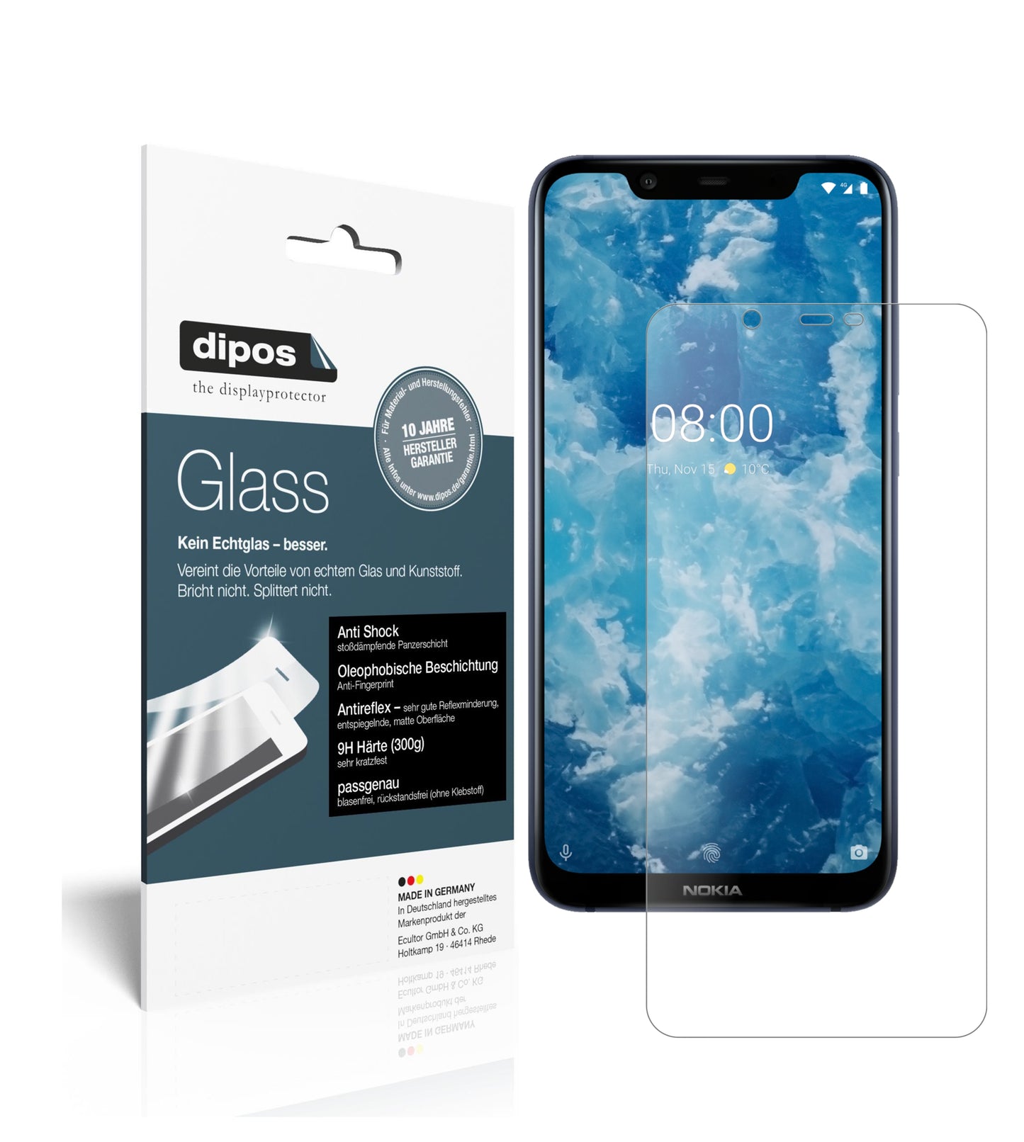 Mattes Panzerglas: Schutz vor Brüchen, Fingerabdrücken und Bildschirmblendung für Nokia-8.1