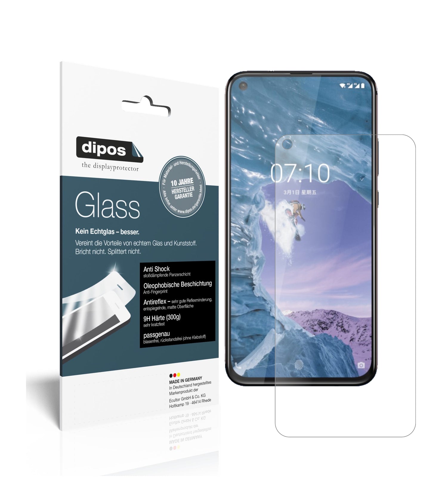 Mattes Panzerglas: Schutz vor Brüchen, Fingerabdrücken und Bildschirmblendung für Nokia-8.1 Plus