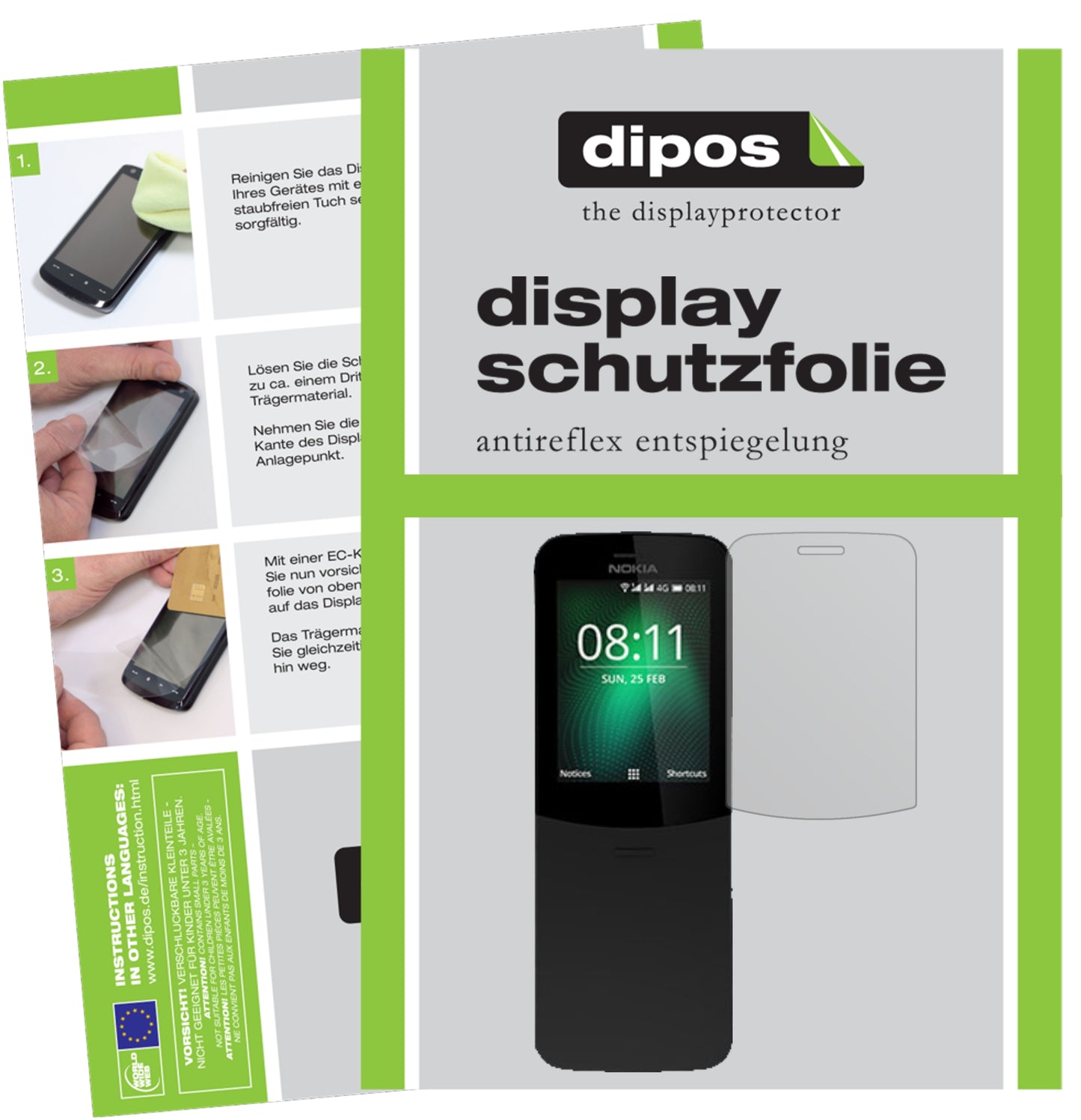 Mattes Panzerglas: Entspiegelte, dünne Folie, Fingerabdruckresistenz und Bildschirmschutz für Nokia-8810